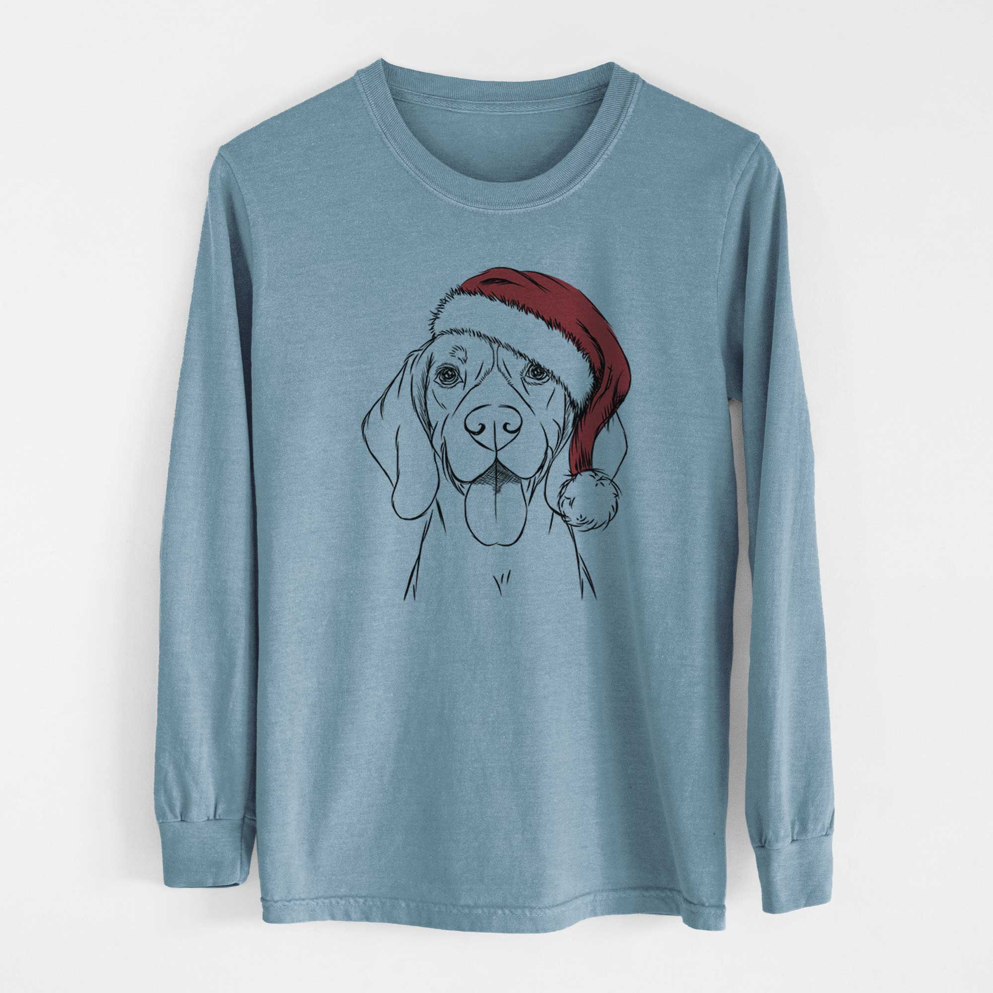 Santa Bogie the Beagle - Men's Heavyweight 100% Cotton Long Sleeve - Image 8