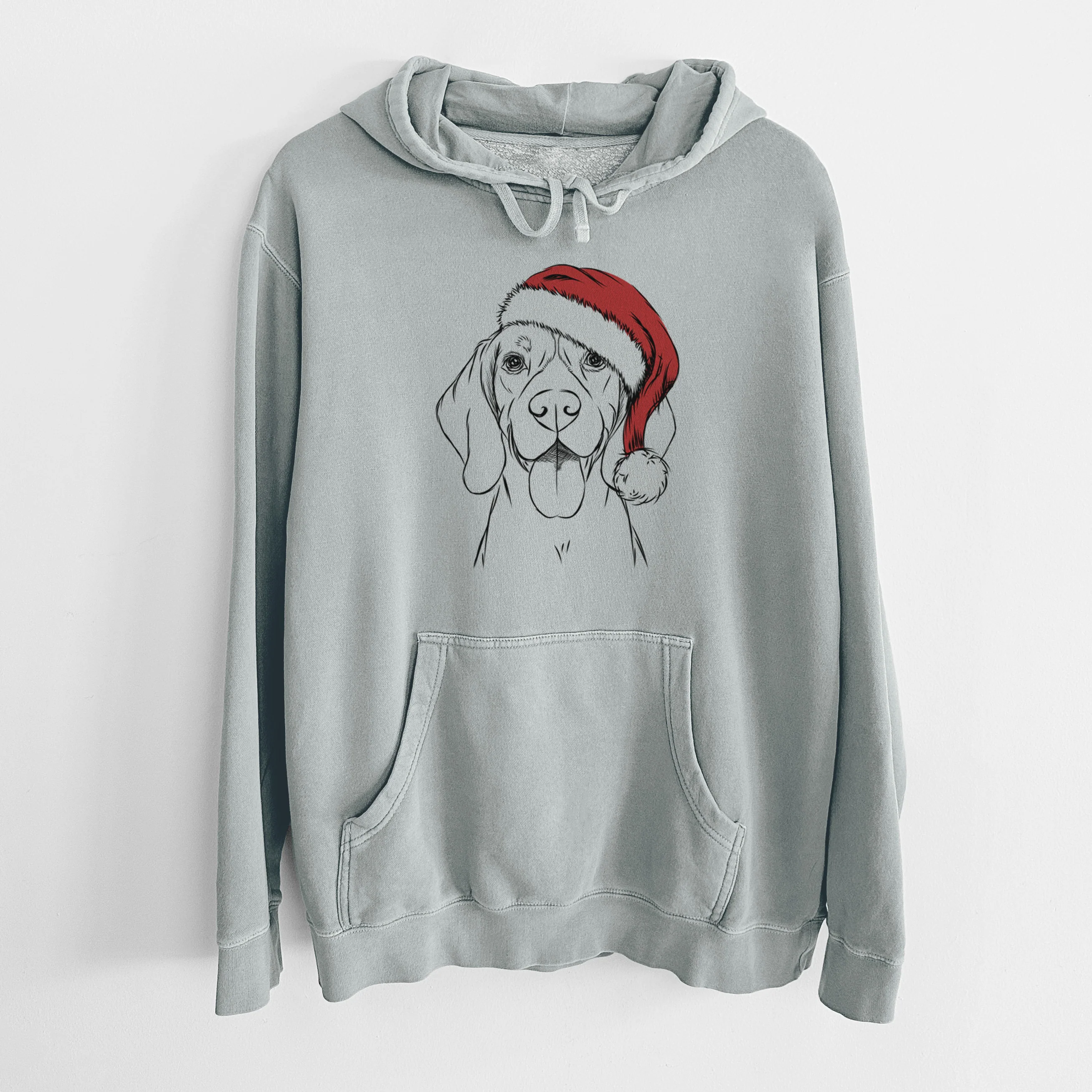 Santa Hat Bogie the Beagle - Unisex Pigment Dyed Hoodie - Image 8
