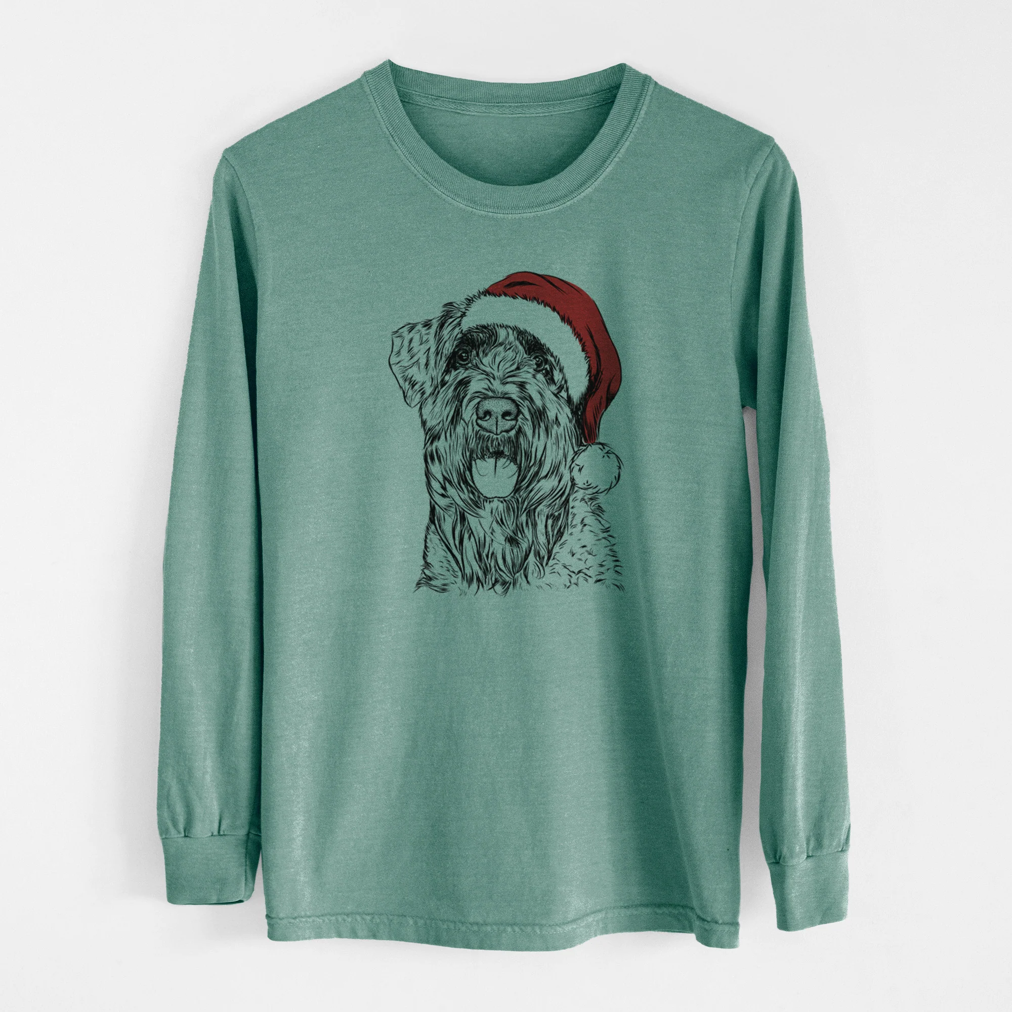 Santa Bonnie the Bouvier Des Flandres - Men's Heavyweight 100% Cotton Long Sleeve - Image 12