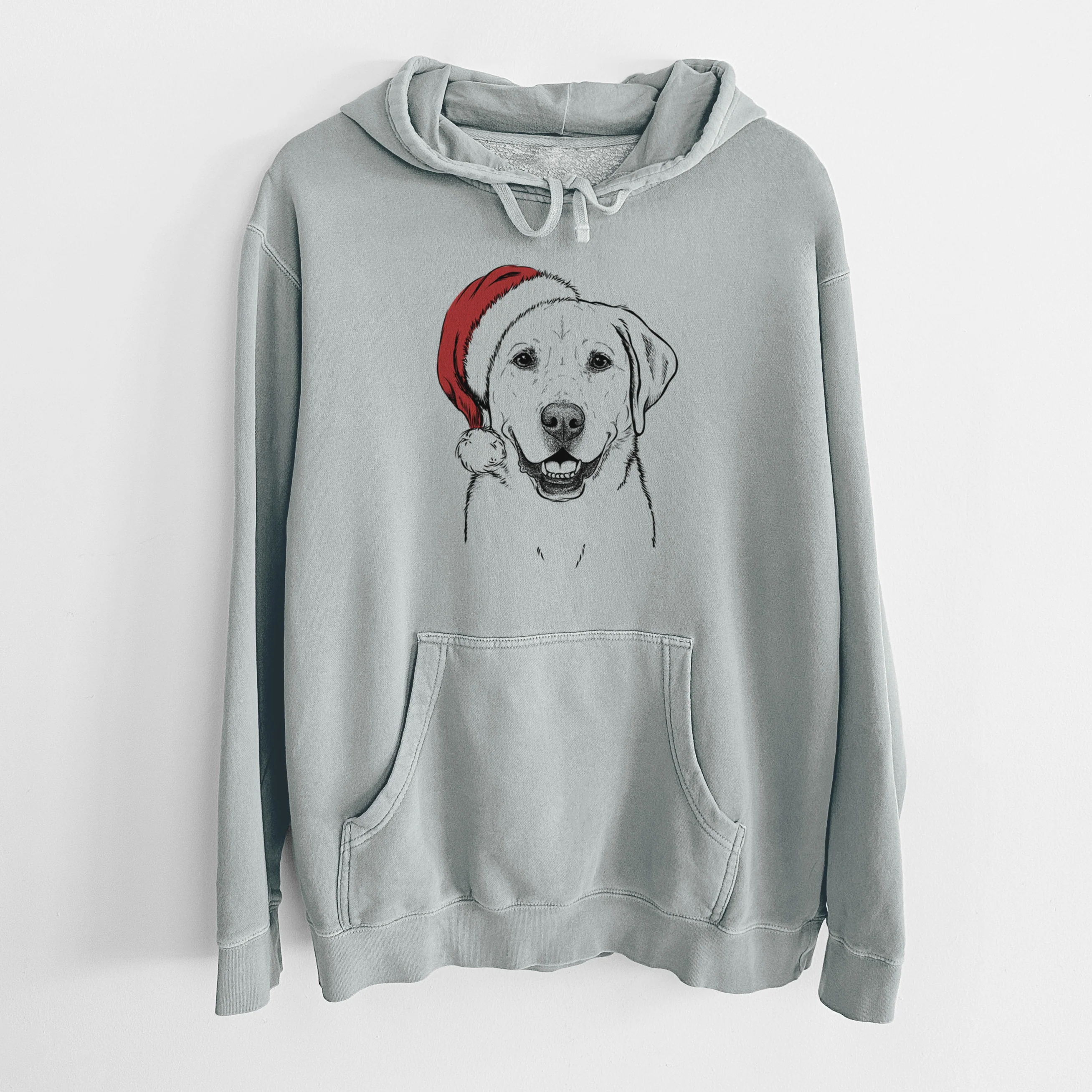 Santa Hat Booney the Labrador Retriever - Unisex Pigment Dyed Hoodie - Image 8