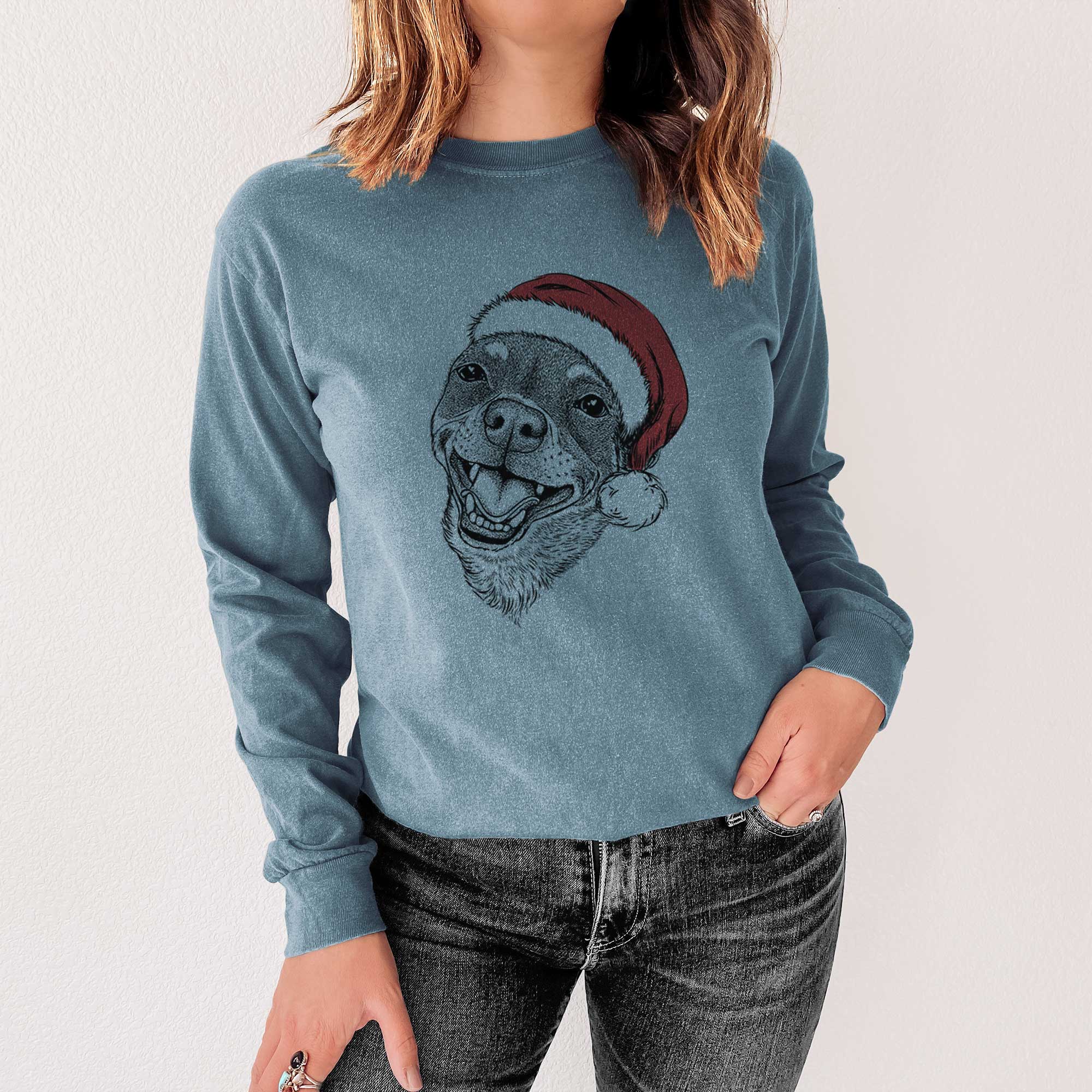 Santa Boss the Chihuahua - Men's Heavyweight 100% Cotton Long Sleeve - Image 4