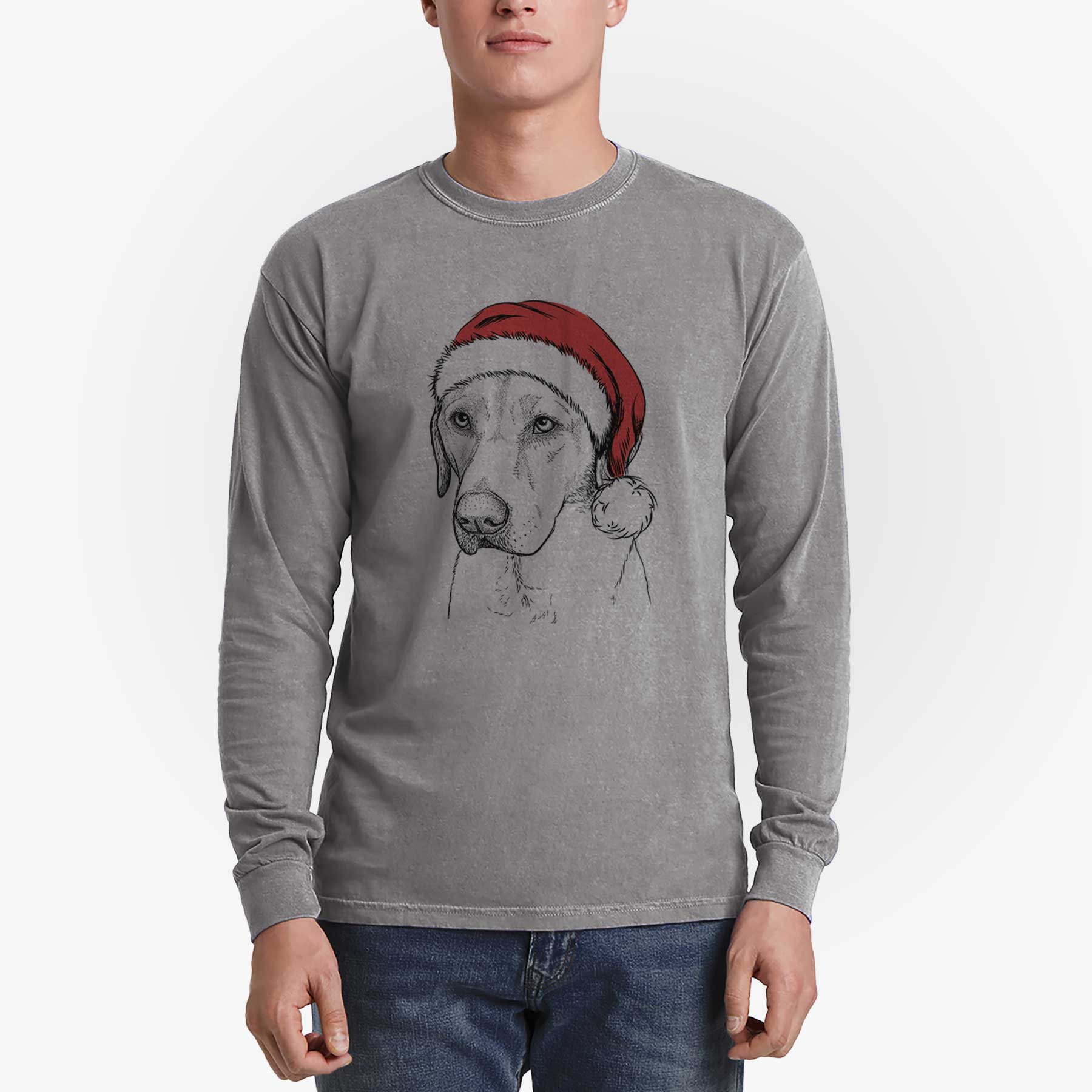 Santa Braxton the Yellow Lab - Men's Heavyweight 100% Cotton Long Sleeve - Image 5