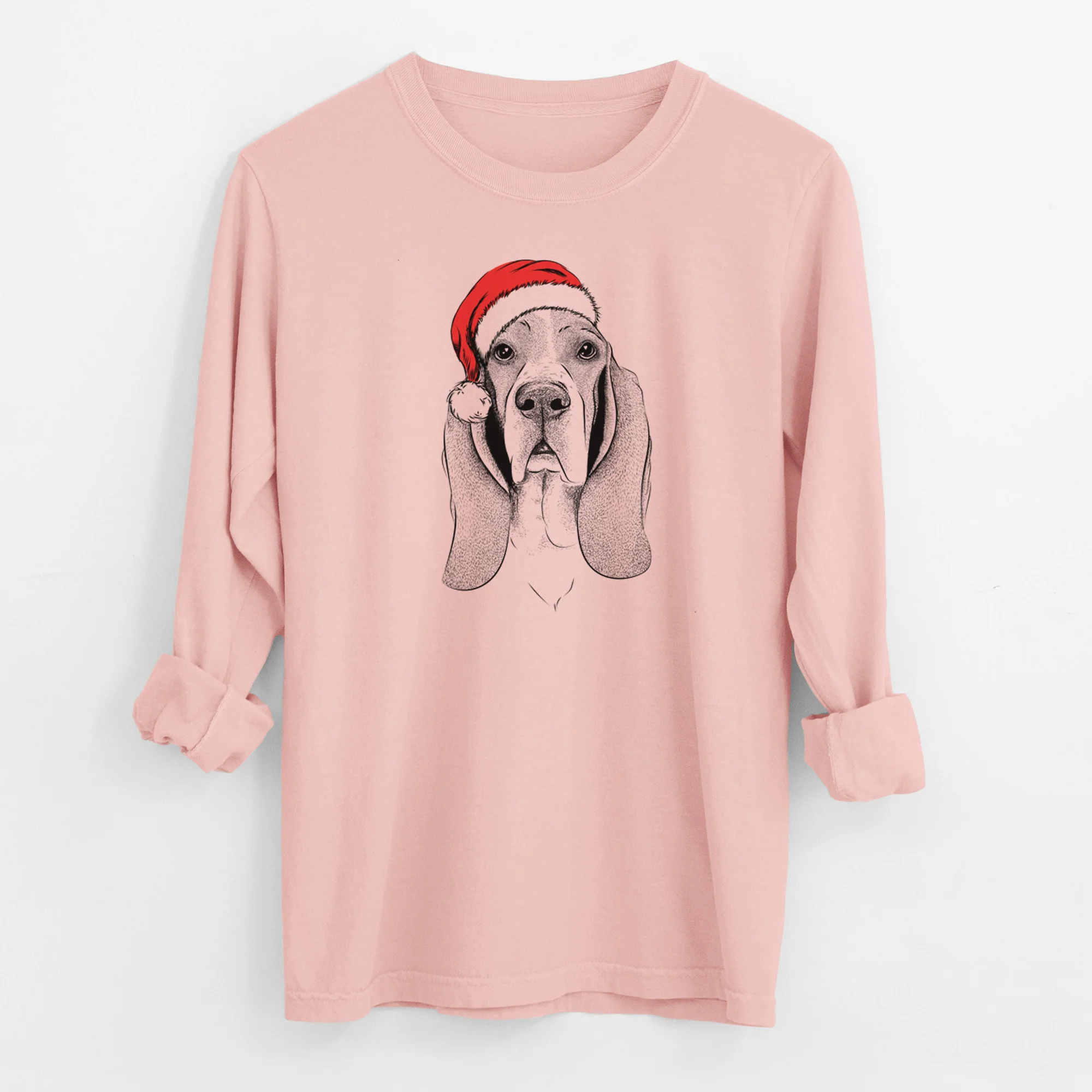Santa Buckley the Basset Hound - Men's Heavyweight 100% Cotton Long Sleeve - Image 11