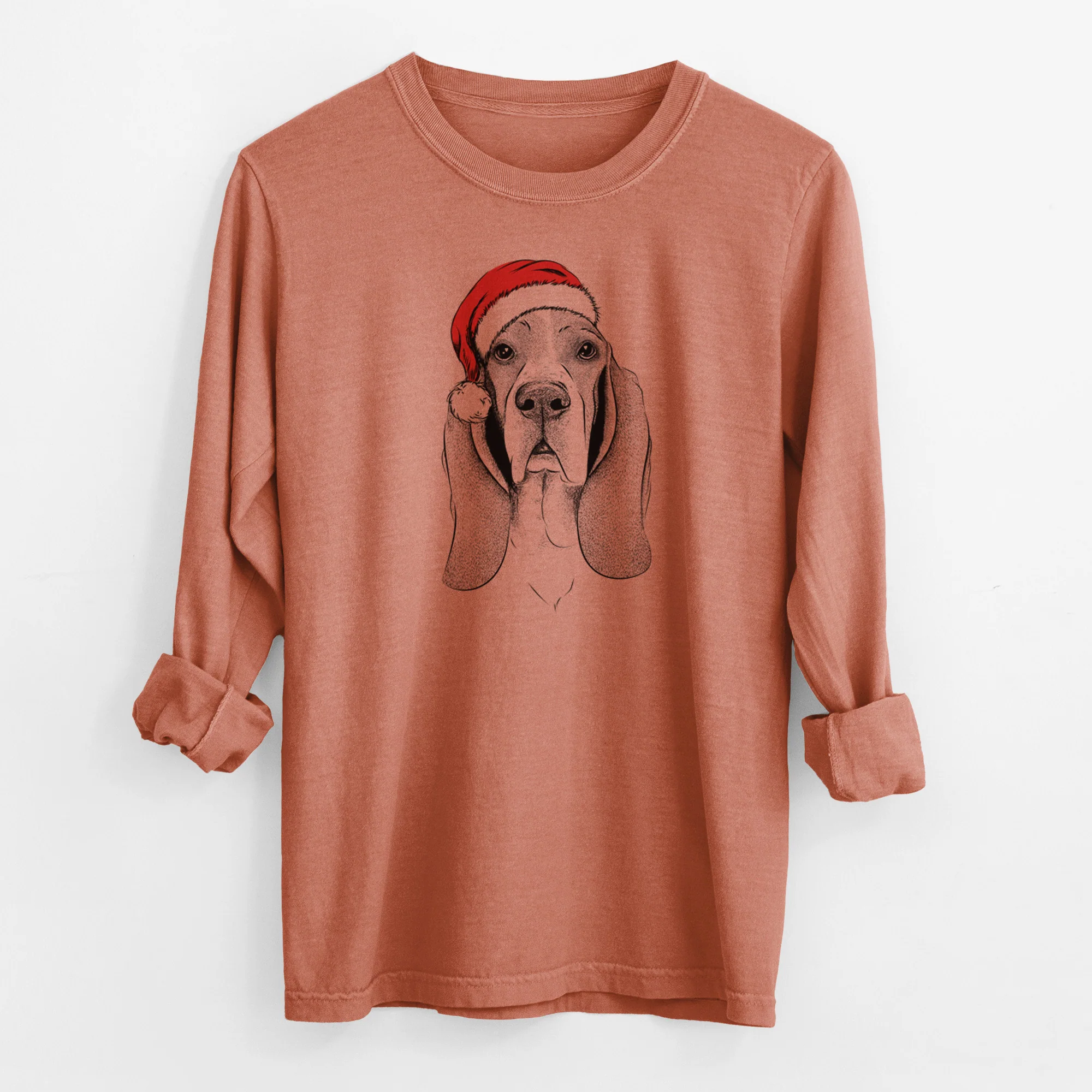 Santa Buckley the Basset Hound - Men's Heavyweight 100% Cotton Long Sleeve - Image 13