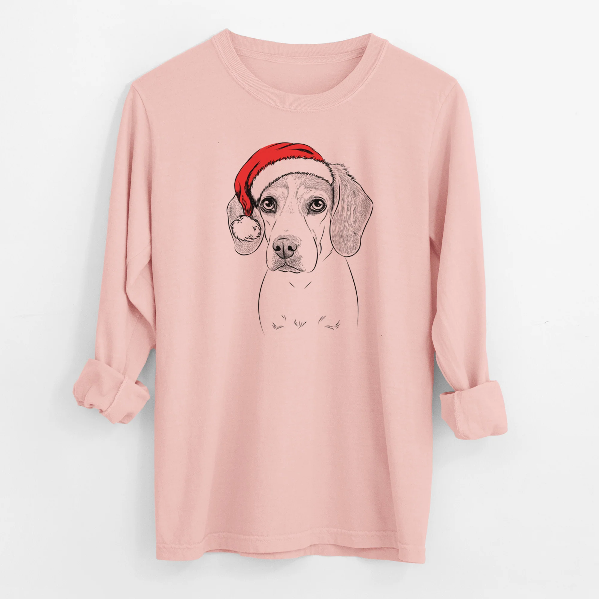 Santa Bumbee the Beagle - Men's Heavyweight 100% Cotton Long Sleeve - Image 11