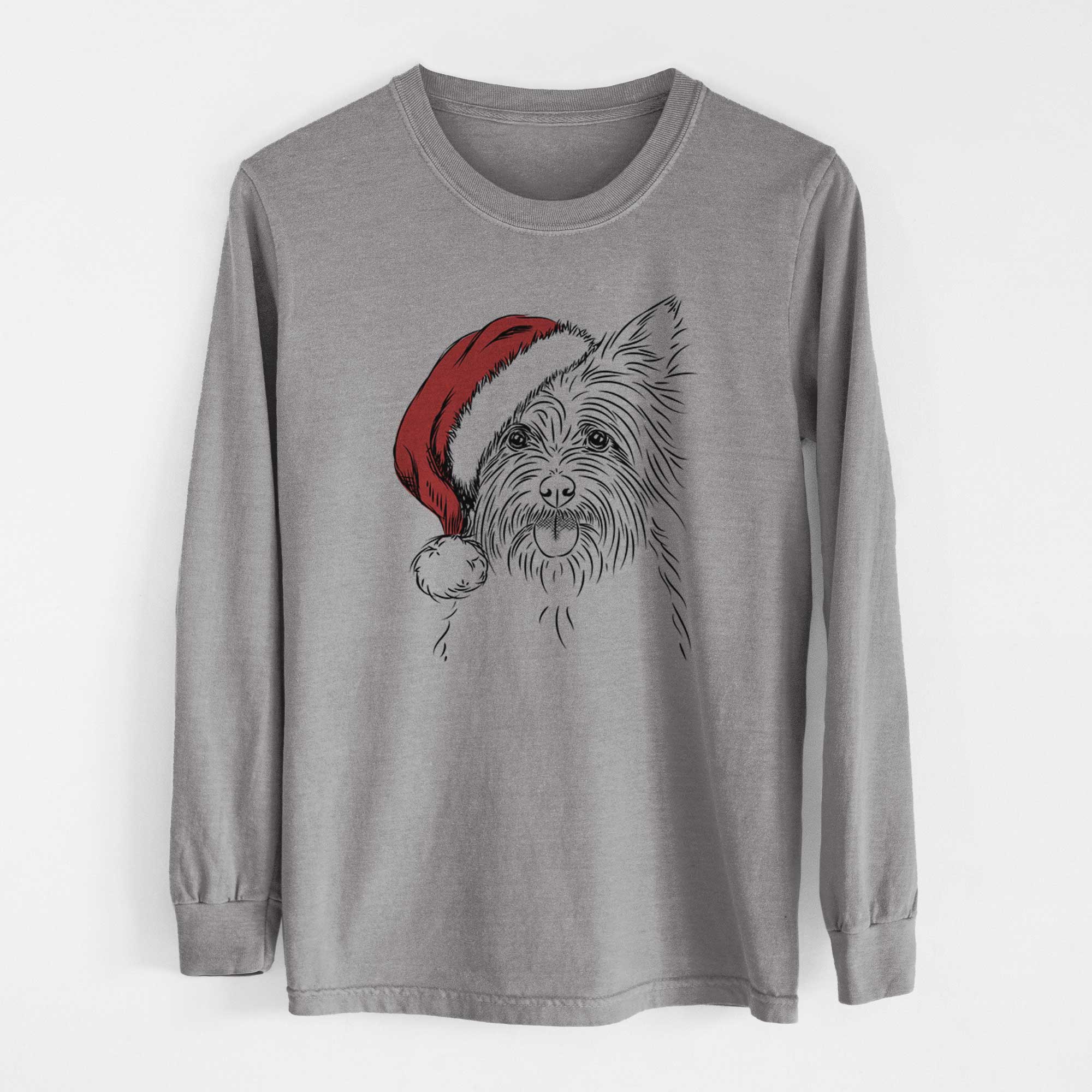 Santa Calum the Cairn Terrier - Men's Heavyweight 100% Cotton Long Sleeve - Image 7