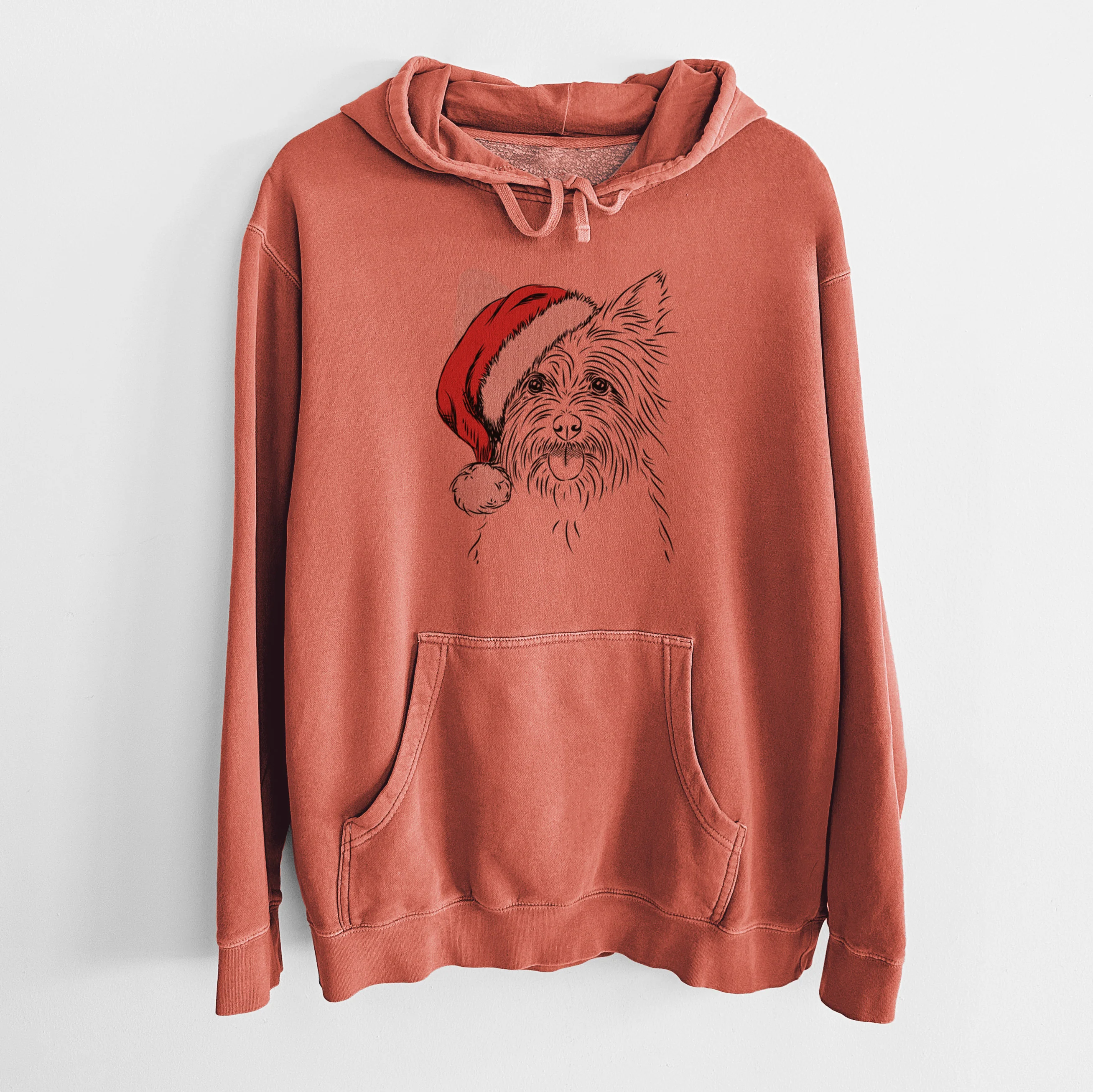 Santa Hat Calum the Cairn Terrier - Unisex Pigment Dyed Hoodie - Image 9