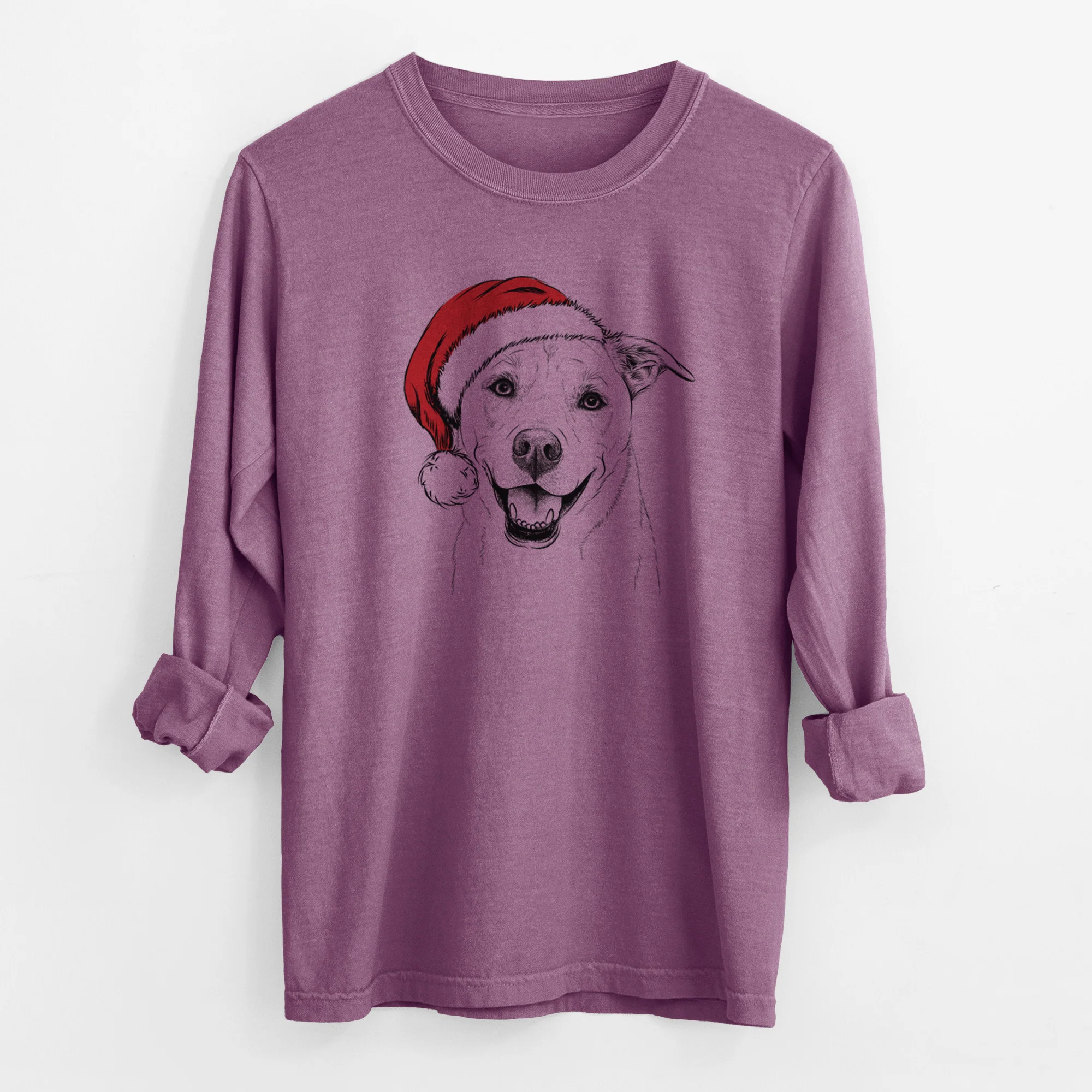 Santa Carl the Mixed Breed - Men's Heavyweight 100% Cotton Long Sleeve - Image 9