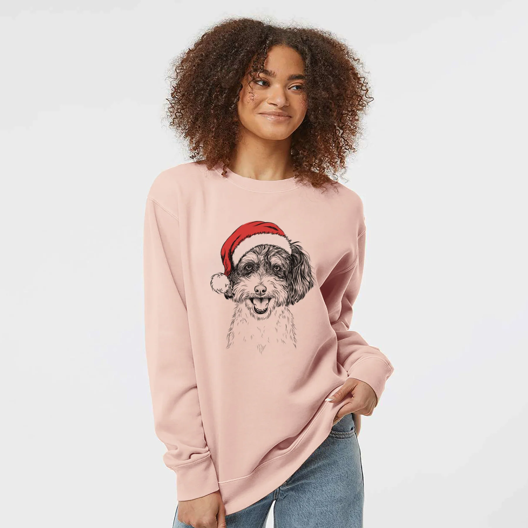 Santa Carlos the Cavapoo - Unisex Pigment Dyed Crew Sweatshirt
