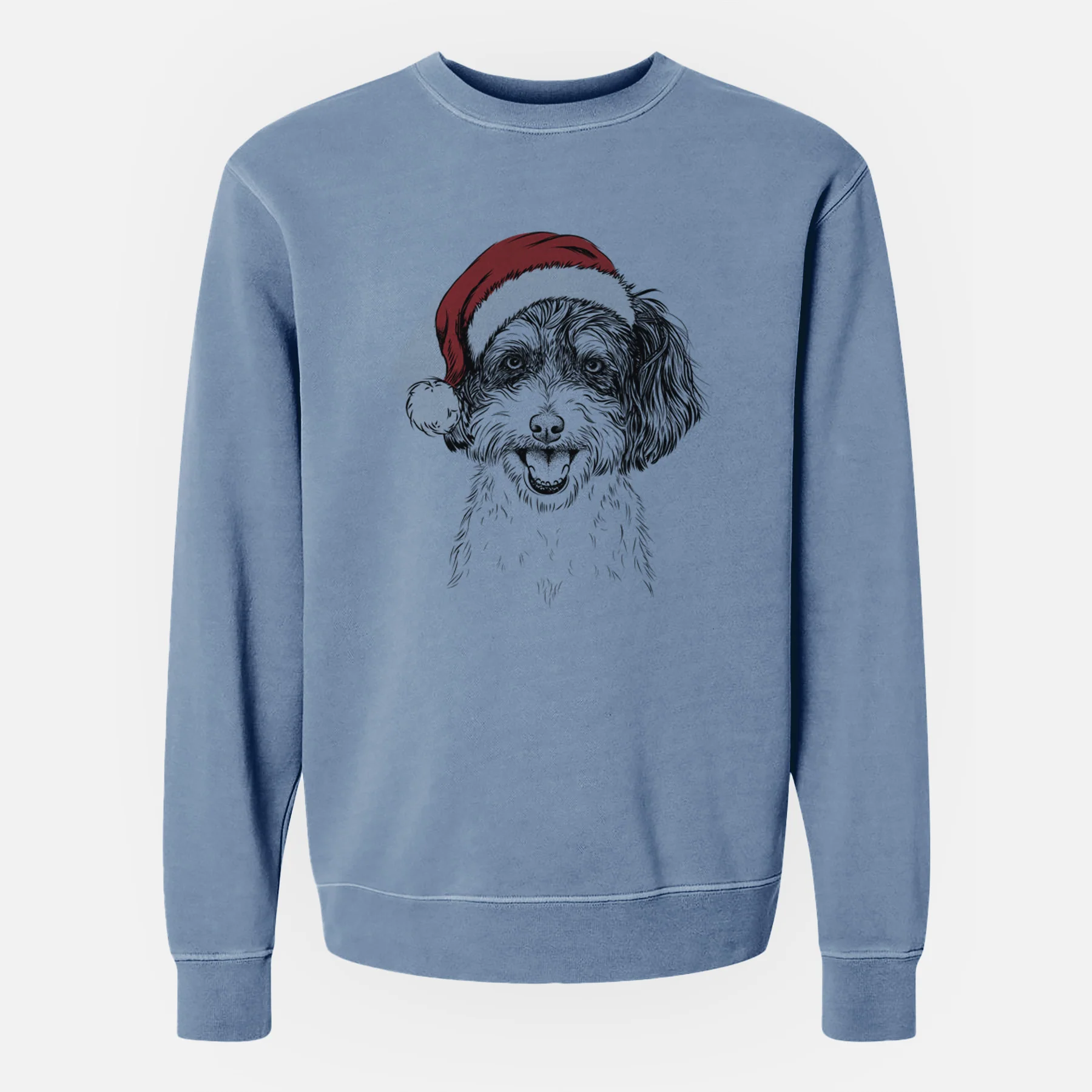 Santa Carlos the Cavapoo - Unisex Pigment Dyed Crew Sweatshirt - Image 8