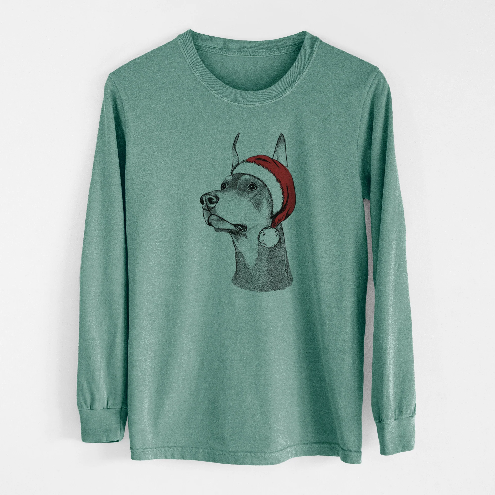 Santa Cenza the Doberman Pinscher - Men's Heavyweight 100% Cotton Long Sleeve - Image 12