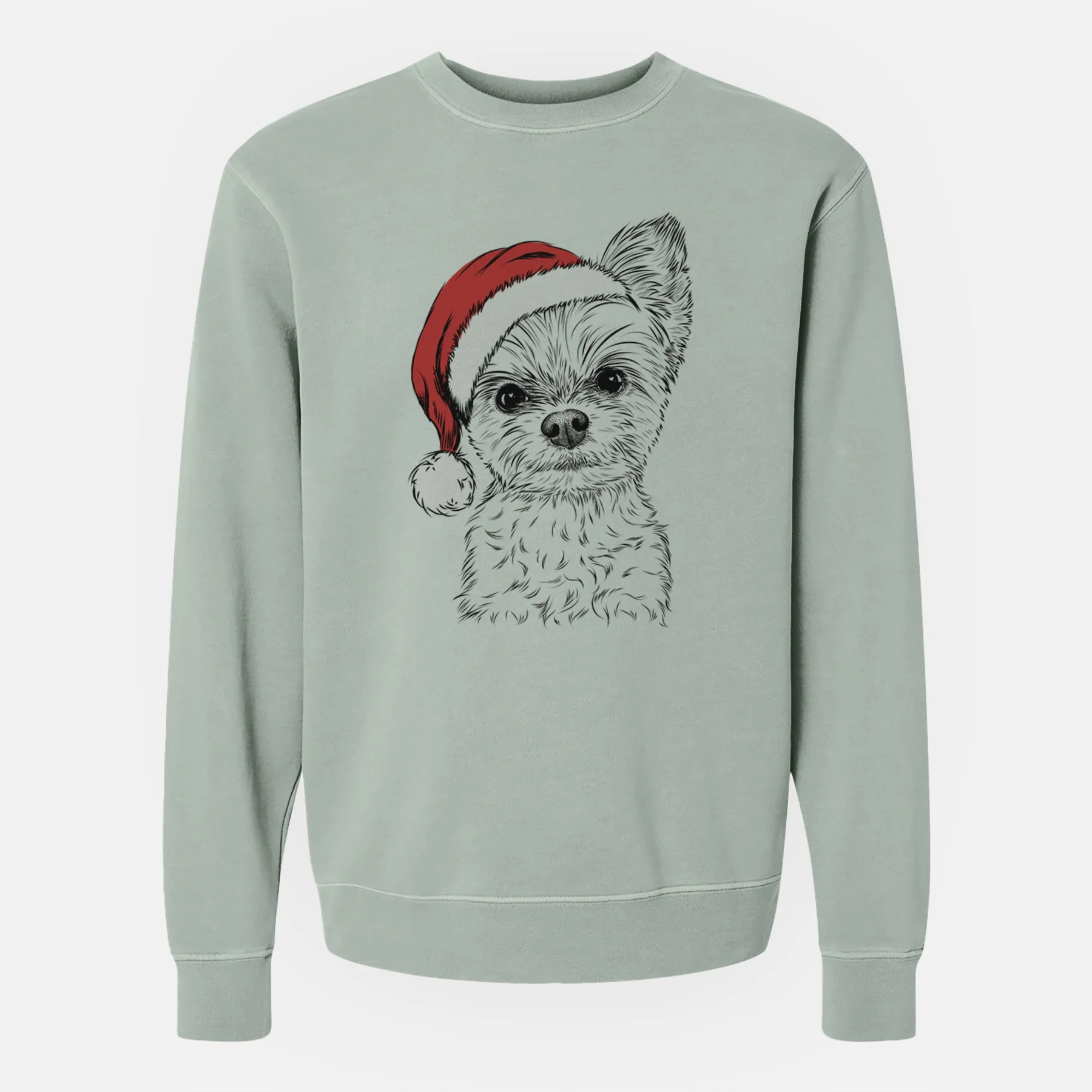 Santa Chance the Yapper the Yorkshire Terrier - Unisex Pigment Dyed Crew Sweatshirt - Image 3