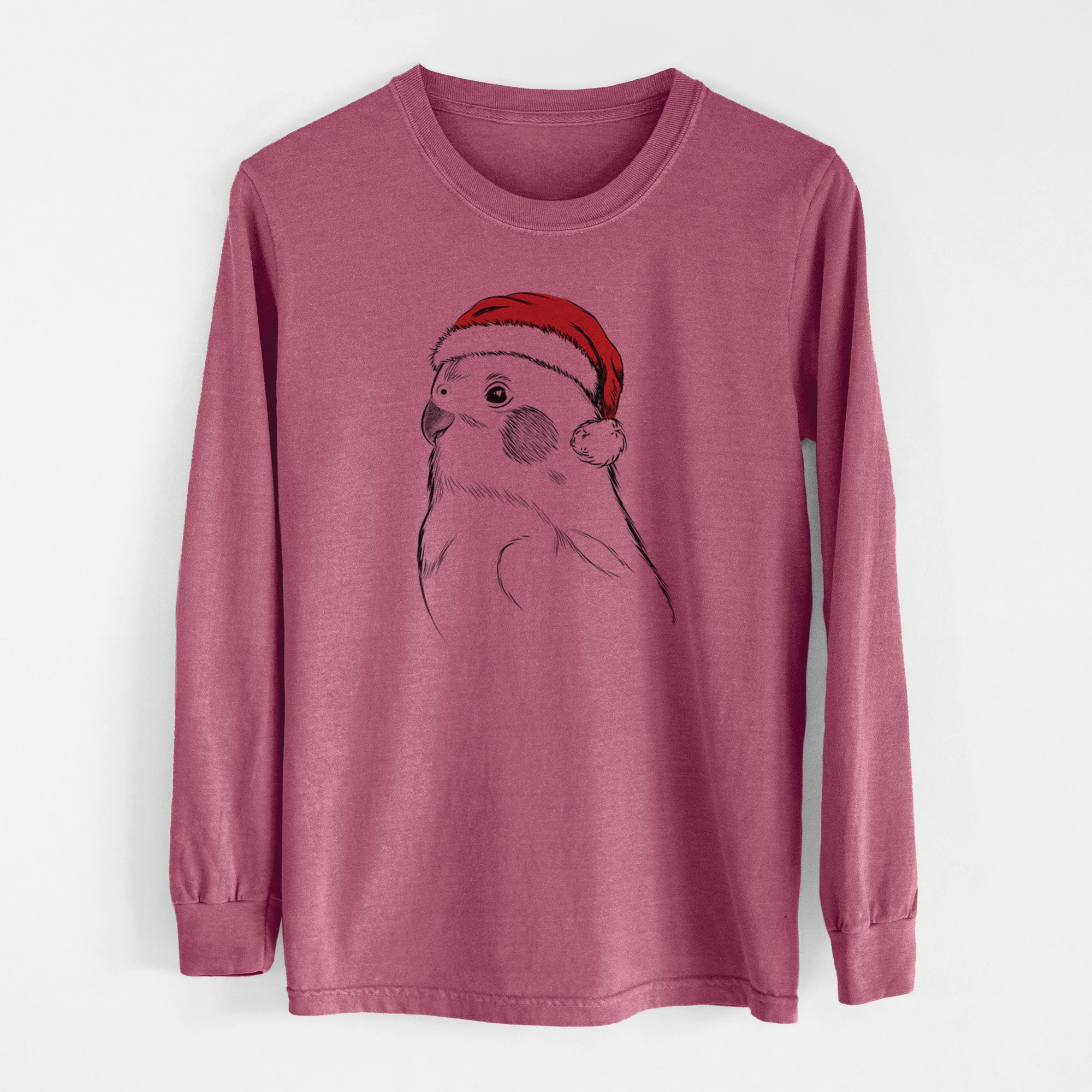 Santa Charlie the Cockatiel - Men's Heavyweight 100% Cotton Long Sleeve