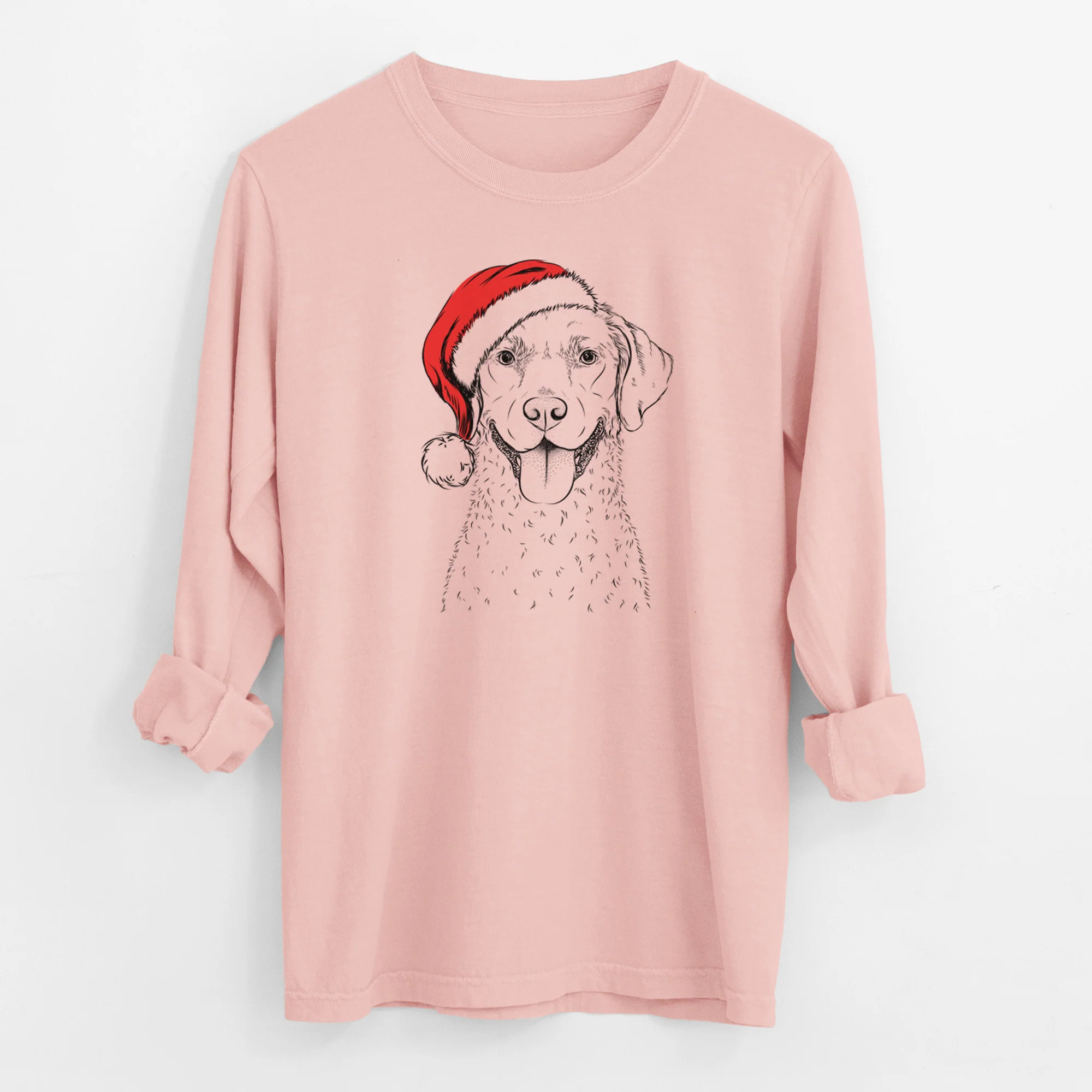 Santa Chip the Chesapeake Bay Retriever - Men's Heavyweight 100% Cotton Long Sleeve - Image 11