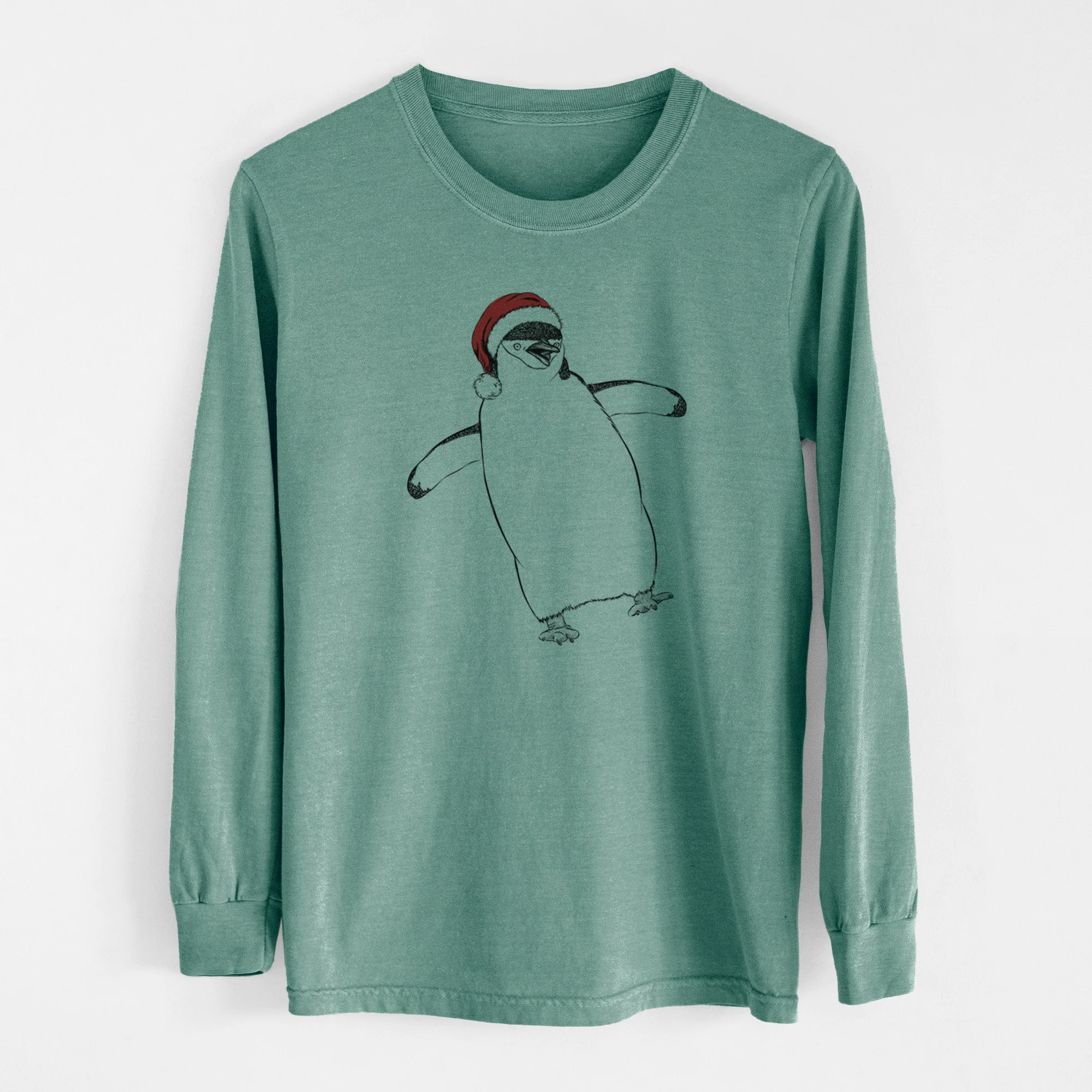 Santa Chive the Chinstrap Penguin - Men's Heavyweight 100% Cotton Long Sleeve - Image 12