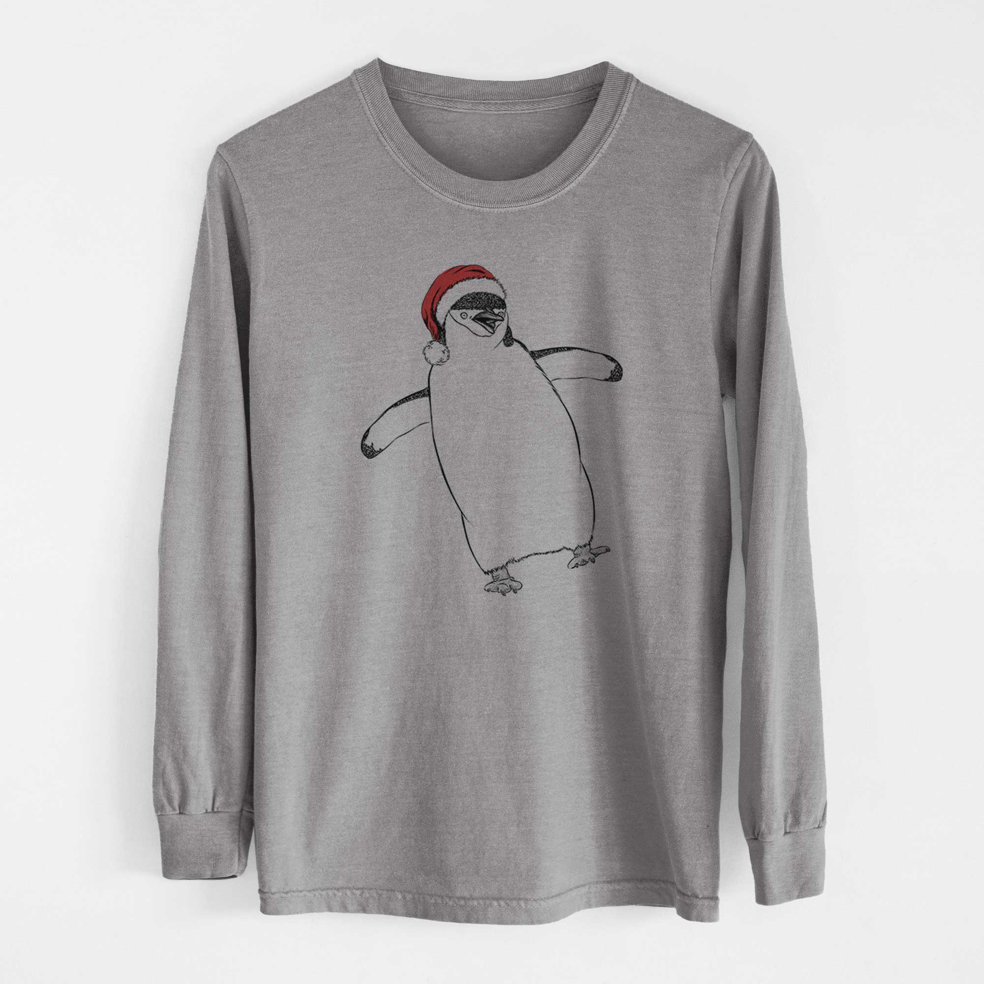 Santa Chive the Chinstrap Penguin - Men's Heavyweight 100% Cotton Long Sleeve - Image 7