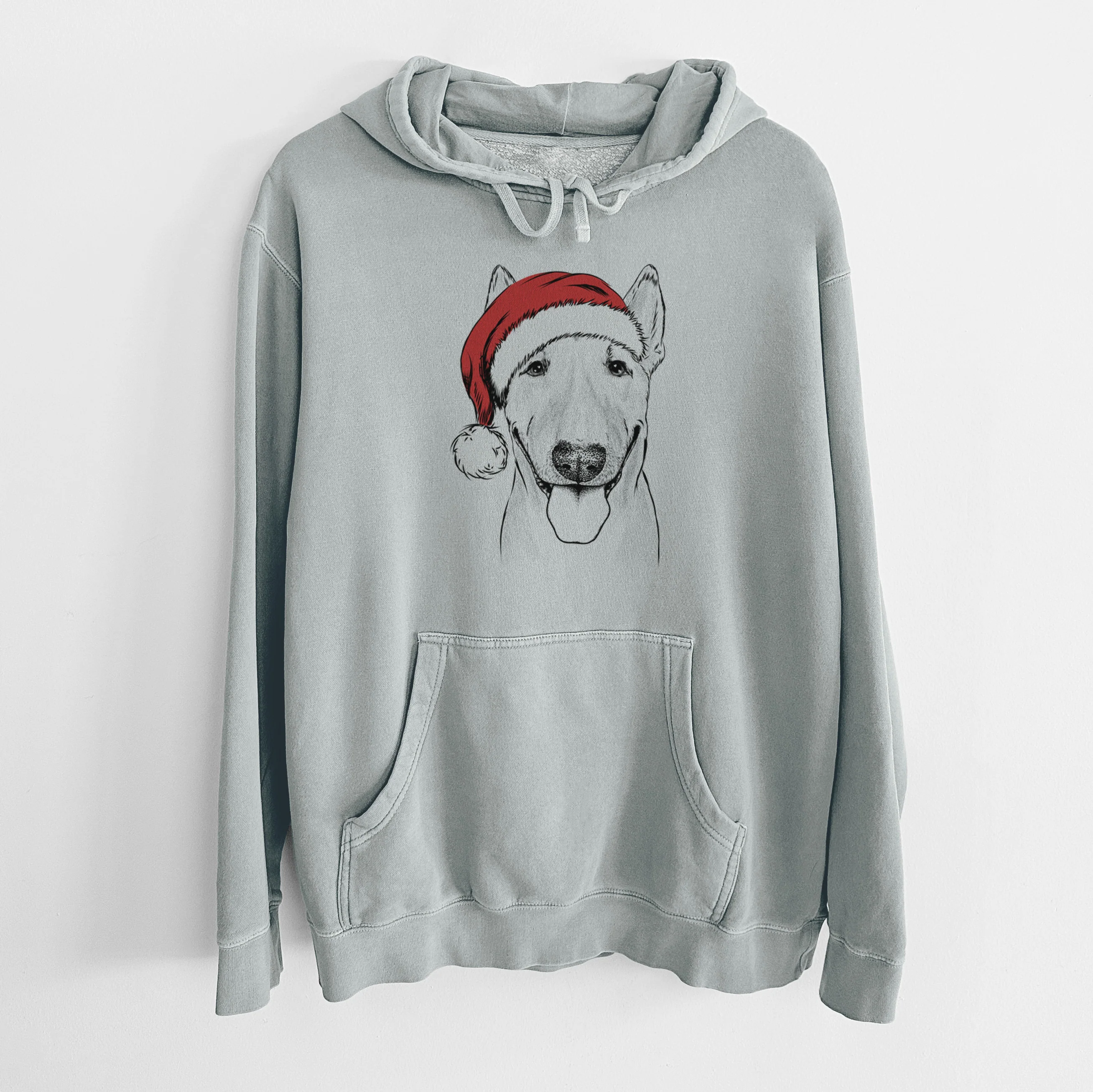 Santa Hat Chloe the Bull Terrier - Unisex Pigment Dyed Hoodie - Image 8