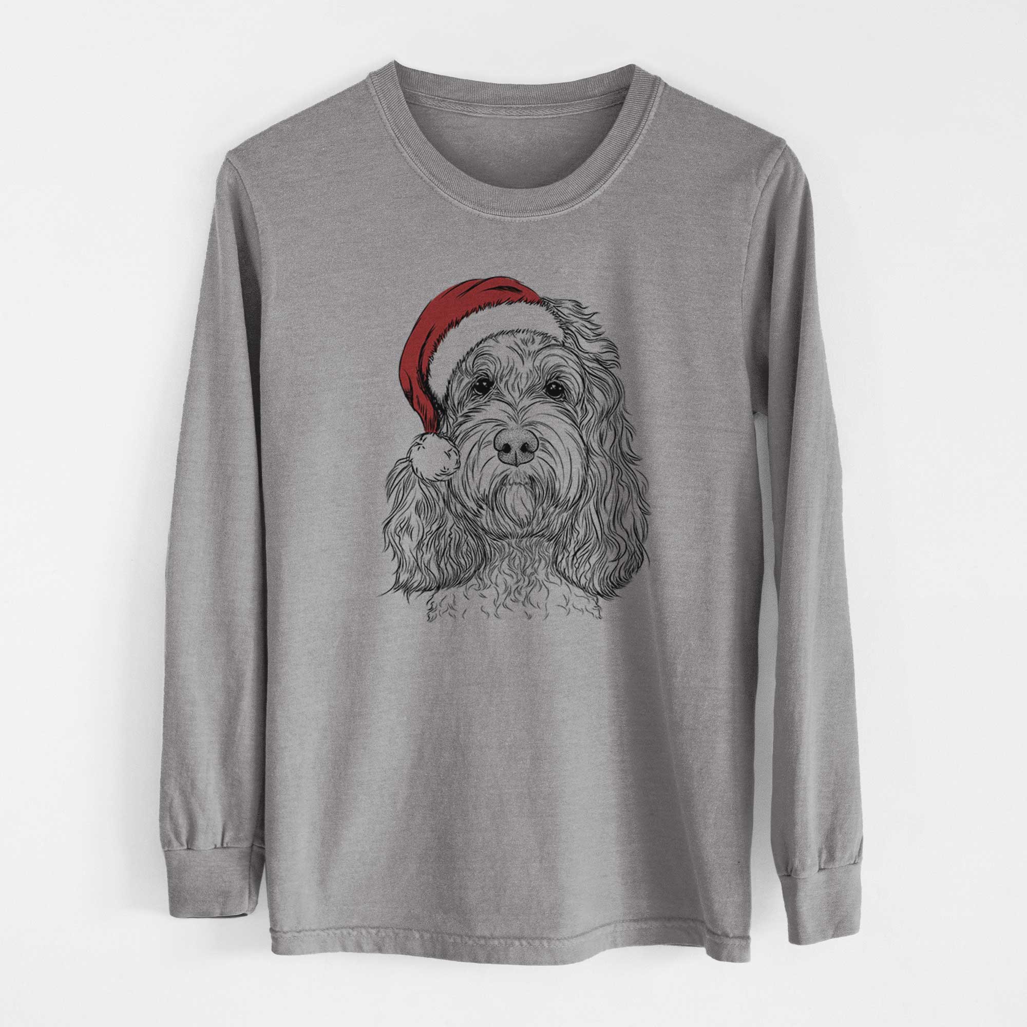 Santa Chloe the Cockapoo - Men's Heavyweight 100% Cotton Long Sleeve - Image 7