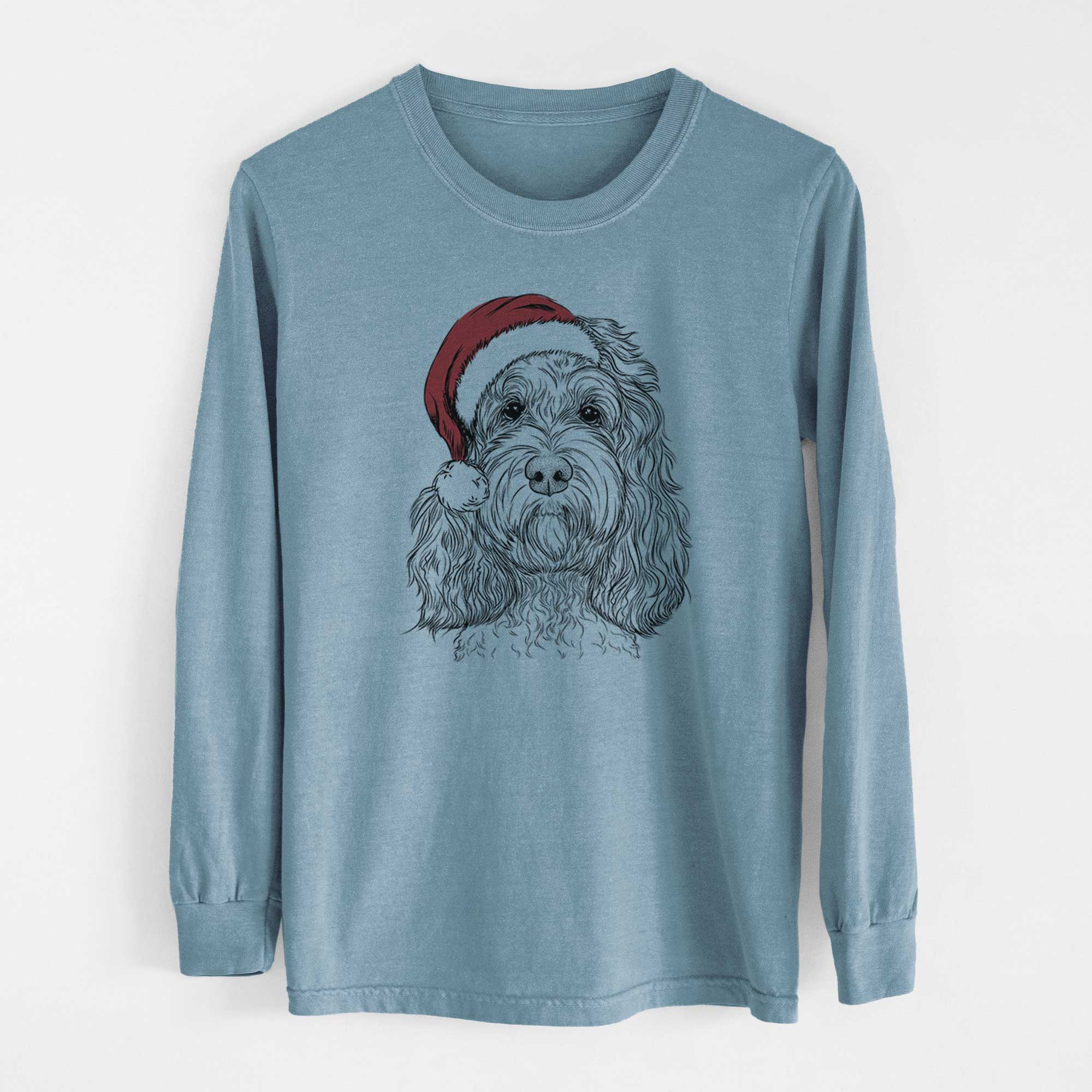 Santa Chloe the Cockapoo - Men's Heavyweight 100% Cotton Long Sleeve - Image 8