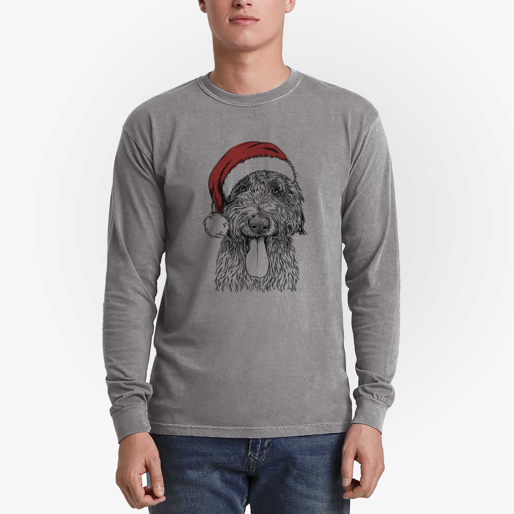 Santa CiCi Paulk the Aussiedoodle - Men's Heavyweight 100% Cotton Long Sleeve - Image 5