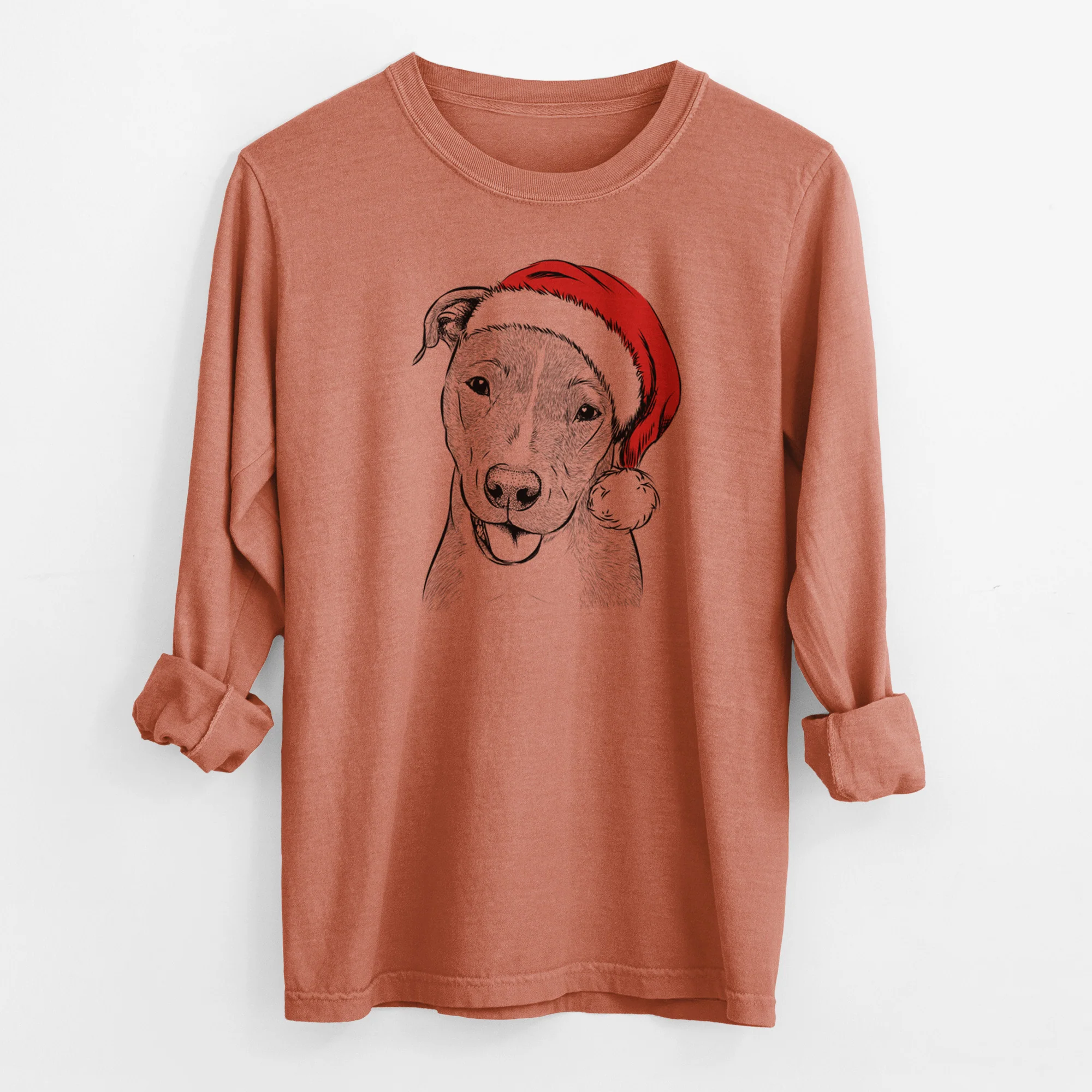 Santa Claiborne the American Staffordshire Terrier - Men's Heavyweight 100% Cotton Long Sleeve - Image 13