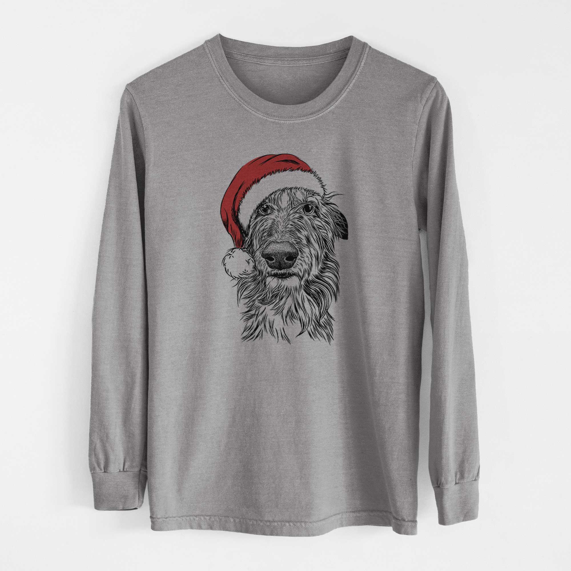 Santa Cleod the Scottish Deerhound - Men's Heavyweight 100% Cotton Long Sleeve - Image 7