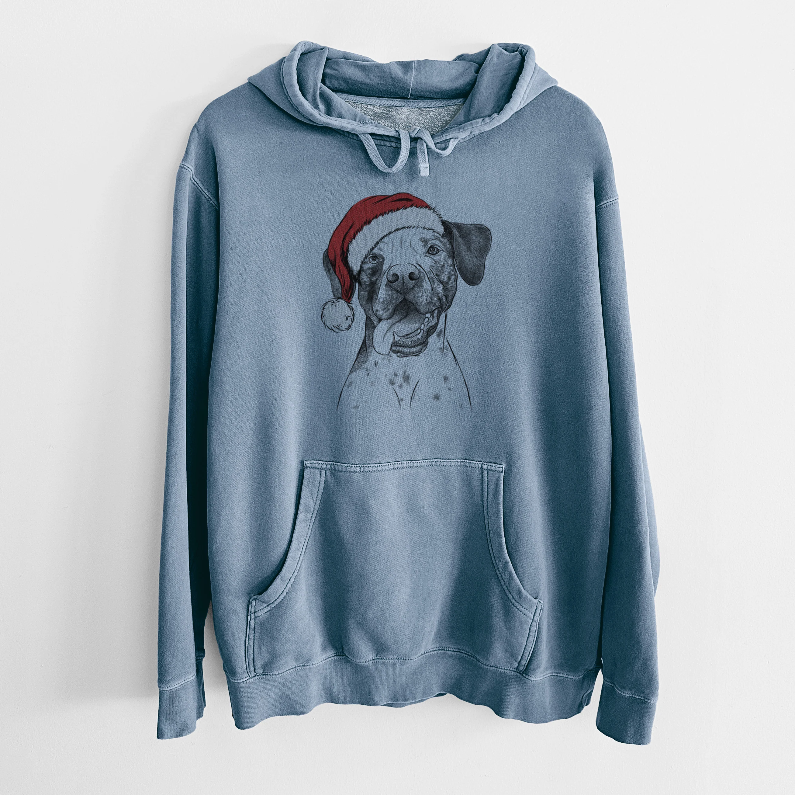 Santa Hat Cola the Catahoula - Unisex Pigment Dyed Hoodie - Image 7