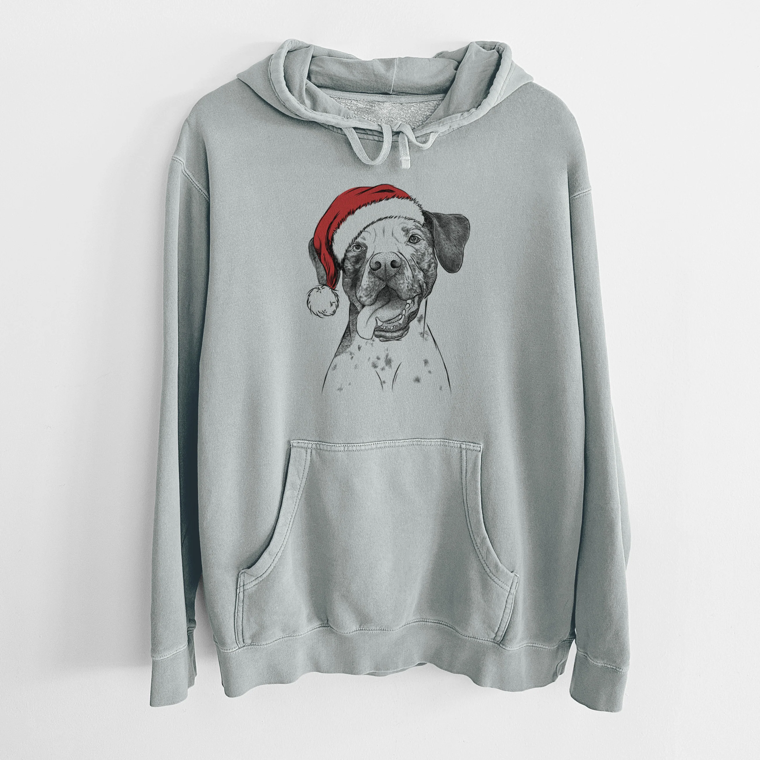 Santa Hat Cola the Catahoula - Unisex Pigment Dyed Hoodie - Image 8