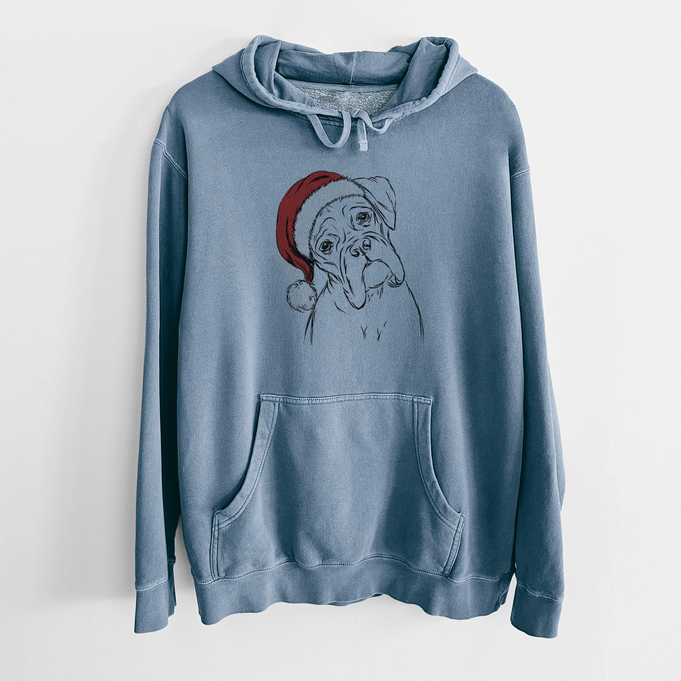 Santa Hat Cooper the Boxer - Unisex Pigment Dyed Hoodie - Image 7