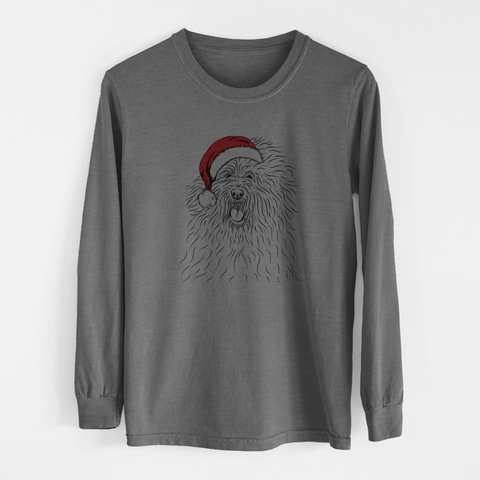 Santa Cozie the Old English Sheepdog - Men's Heavyweight 100% Cotton Long Sleeve - Image 14