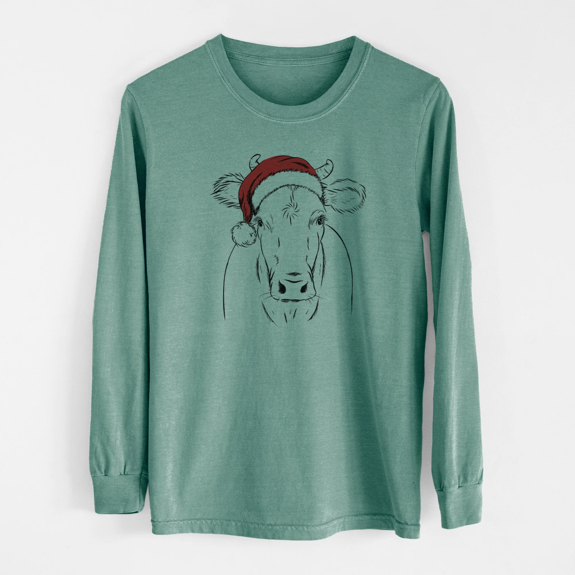 Santa Cruz the Cow - Men's Heavyweight 100% Cotton Long Sleeve - Image 12