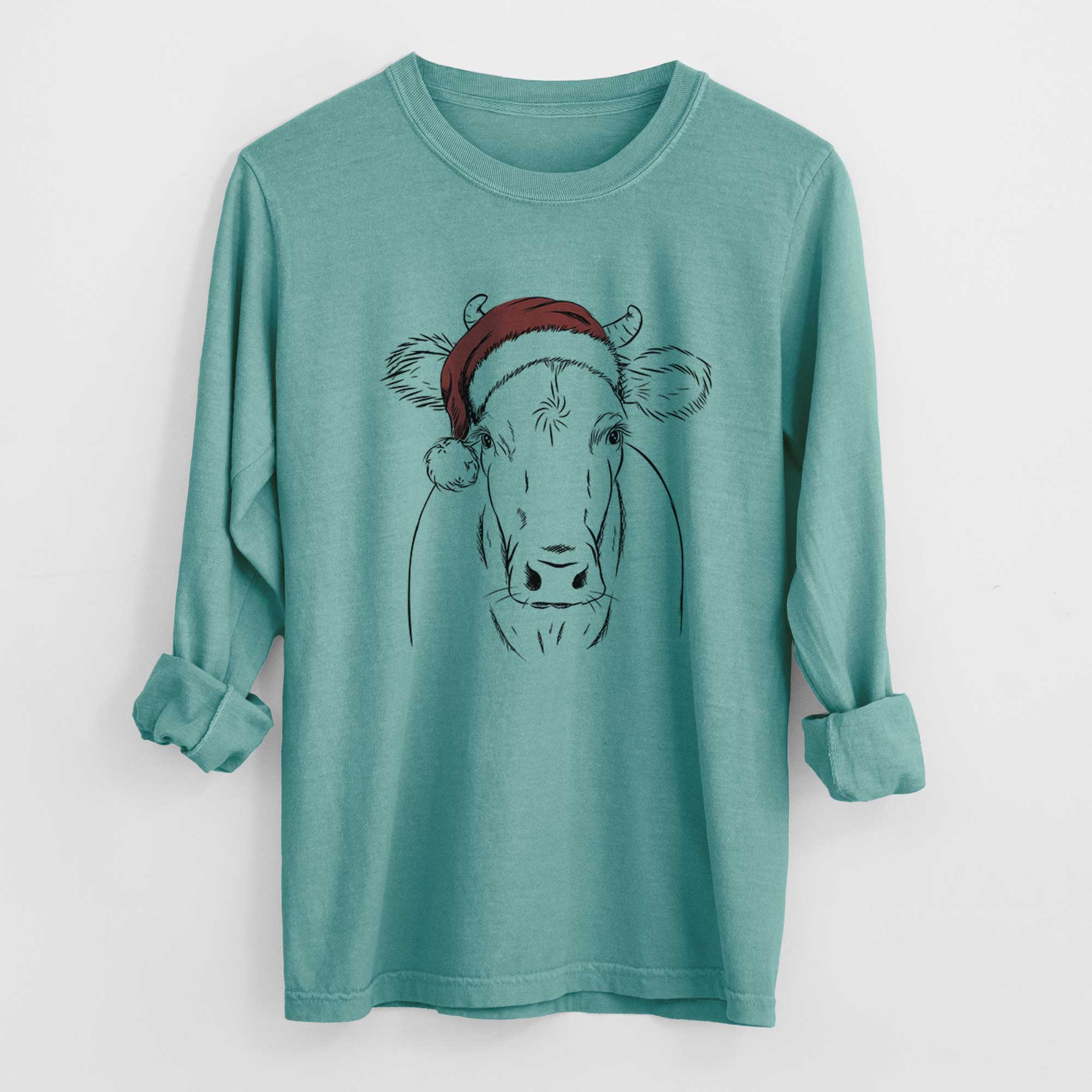 Santa Cruz the Cow - Men's Heavyweight 100% Cotton Long Sleeve - Image 9