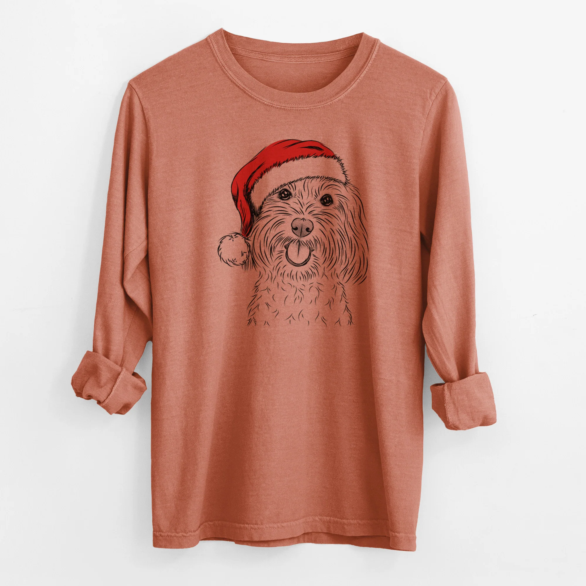 Santa Cuddles the Coton de Tulear - Men's Heavyweight 100% Cotton Long Sleeve - Image 13