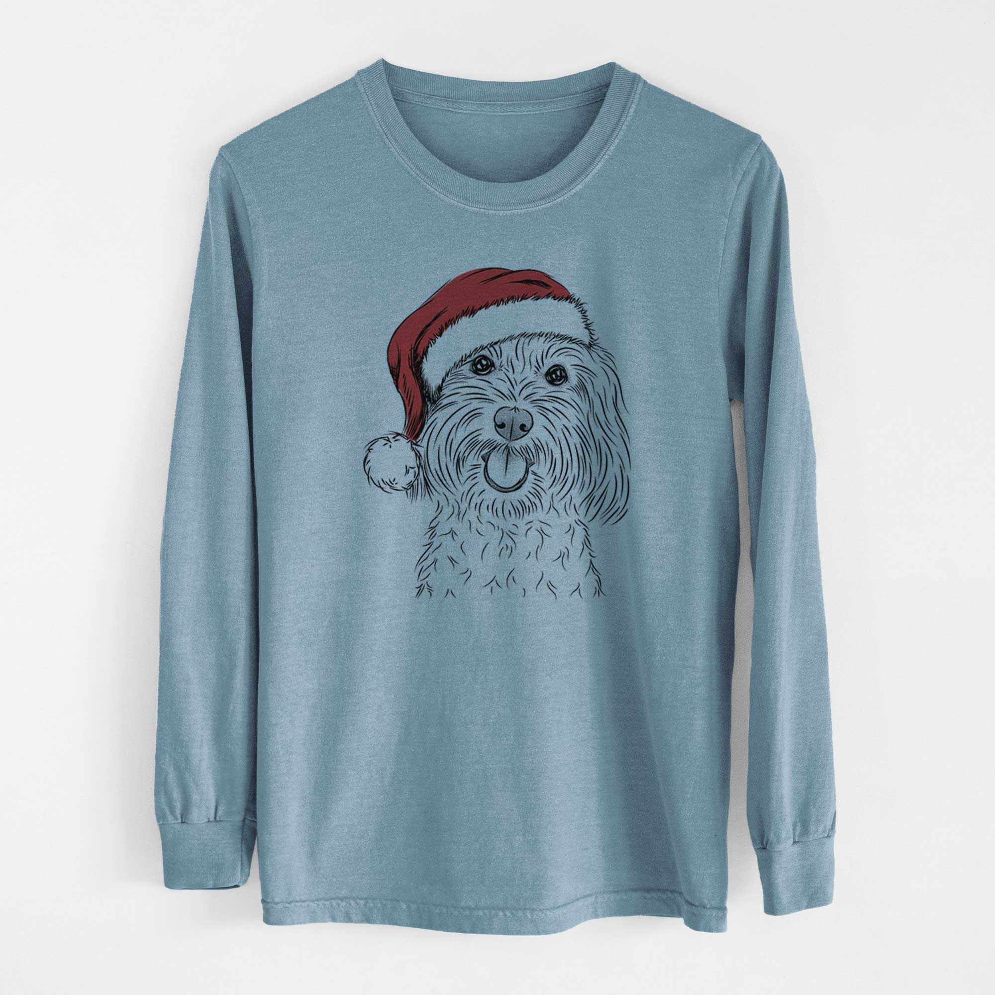 Santa Cuddles the Coton de Tulear - Men's Heavyweight 100% Cotton Long Sleeve - Image 8