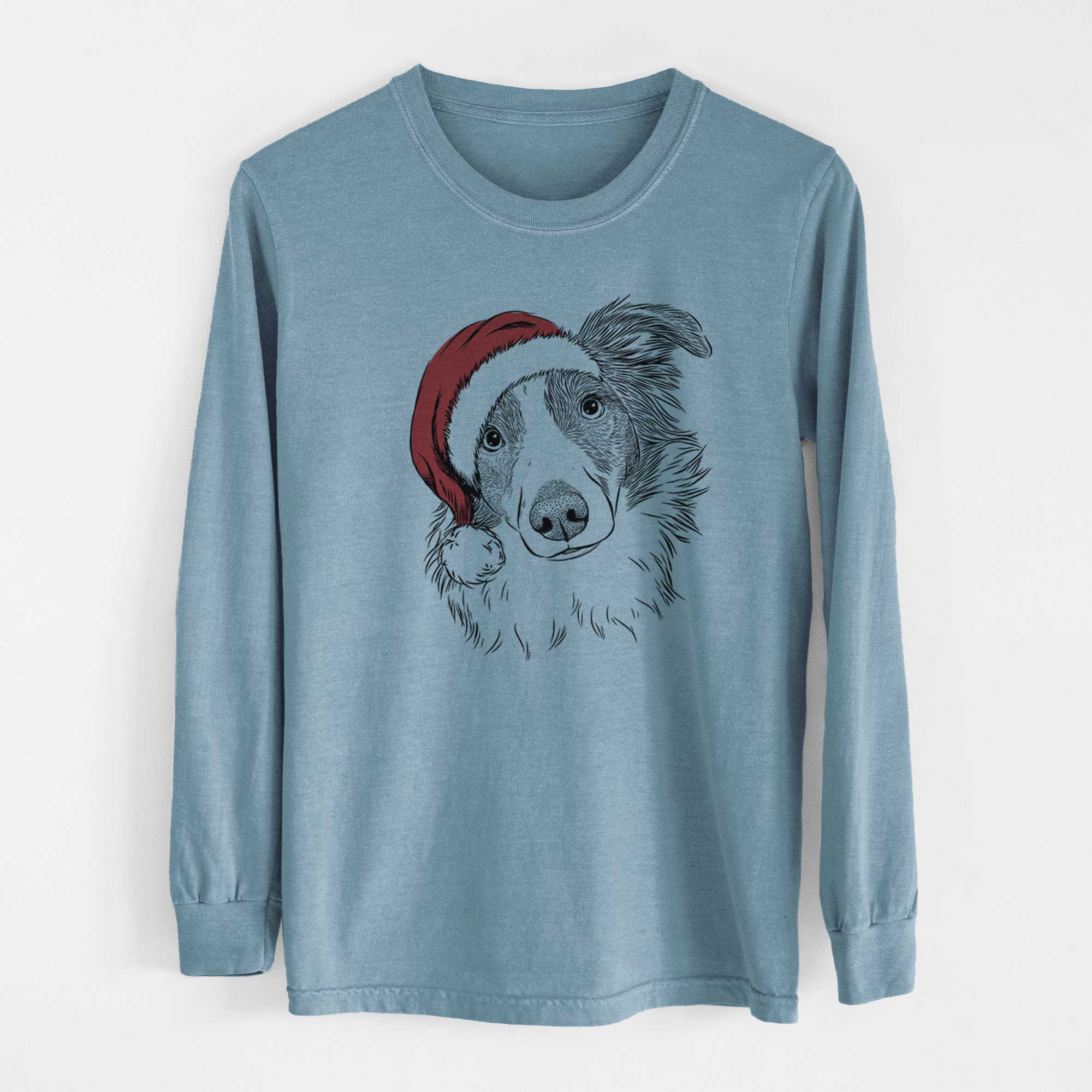 Santa Cyclone the Australian Shepherd - Men's Heavyweight 100% Cotton Long Sleeve - Image 8