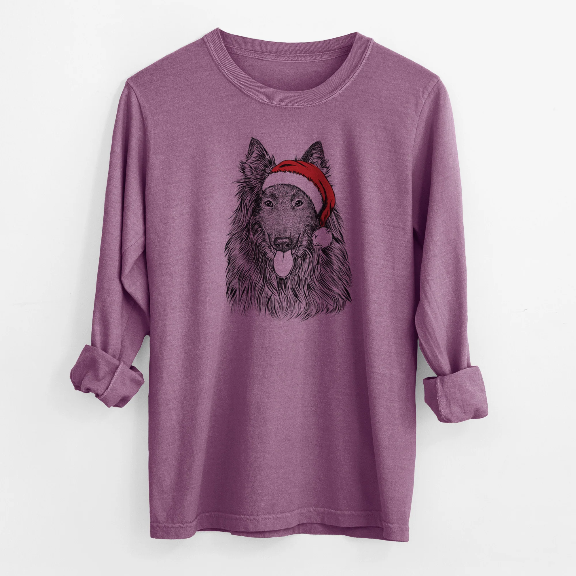 Santa Daan the Belgian Shepherd - Men's Heavyweight 100% Cotton Long Sleeve - Image 10