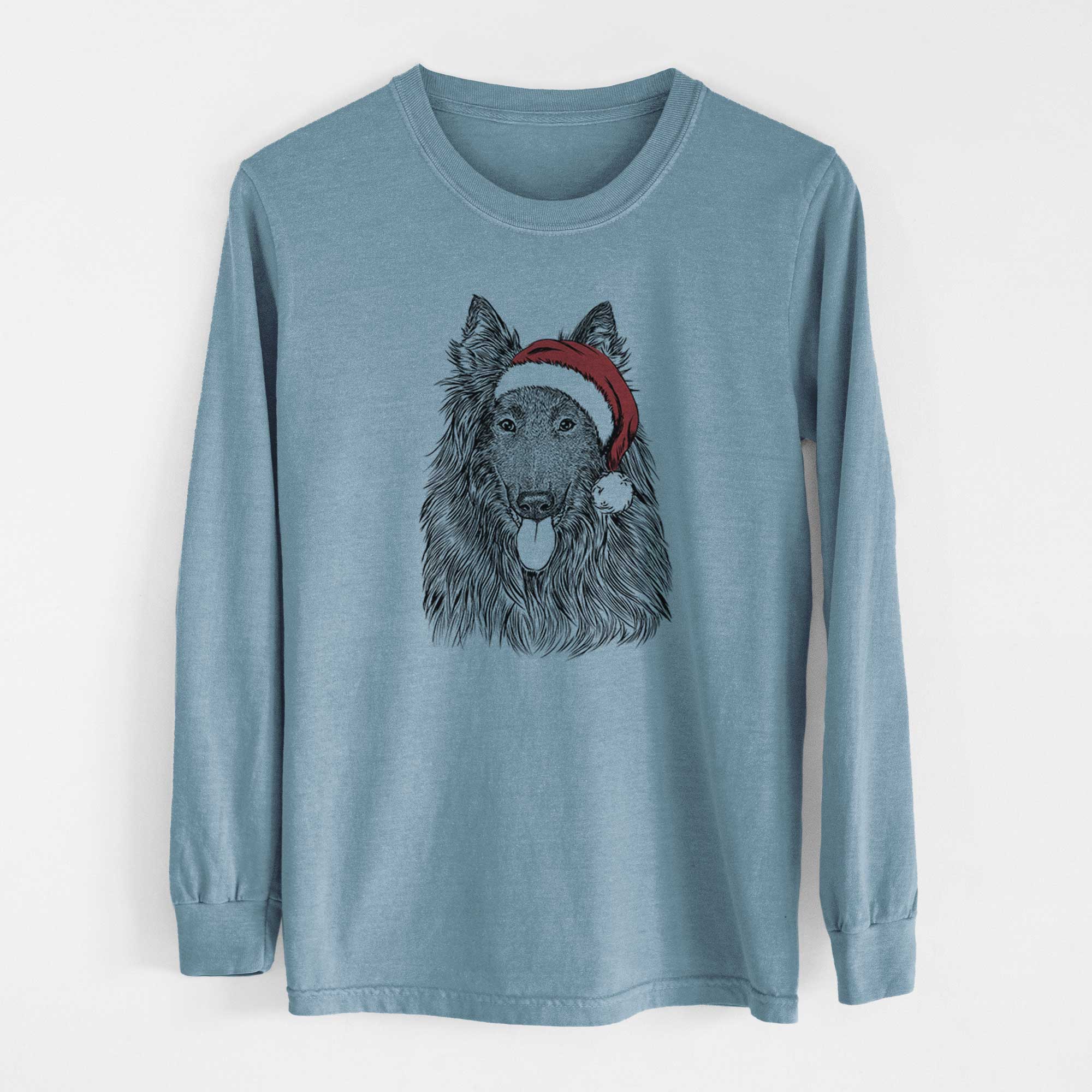 Santa Daan the Belgian Shepherd - Men's Heavyweight 100% Cotton Long Sleeve - Image 8