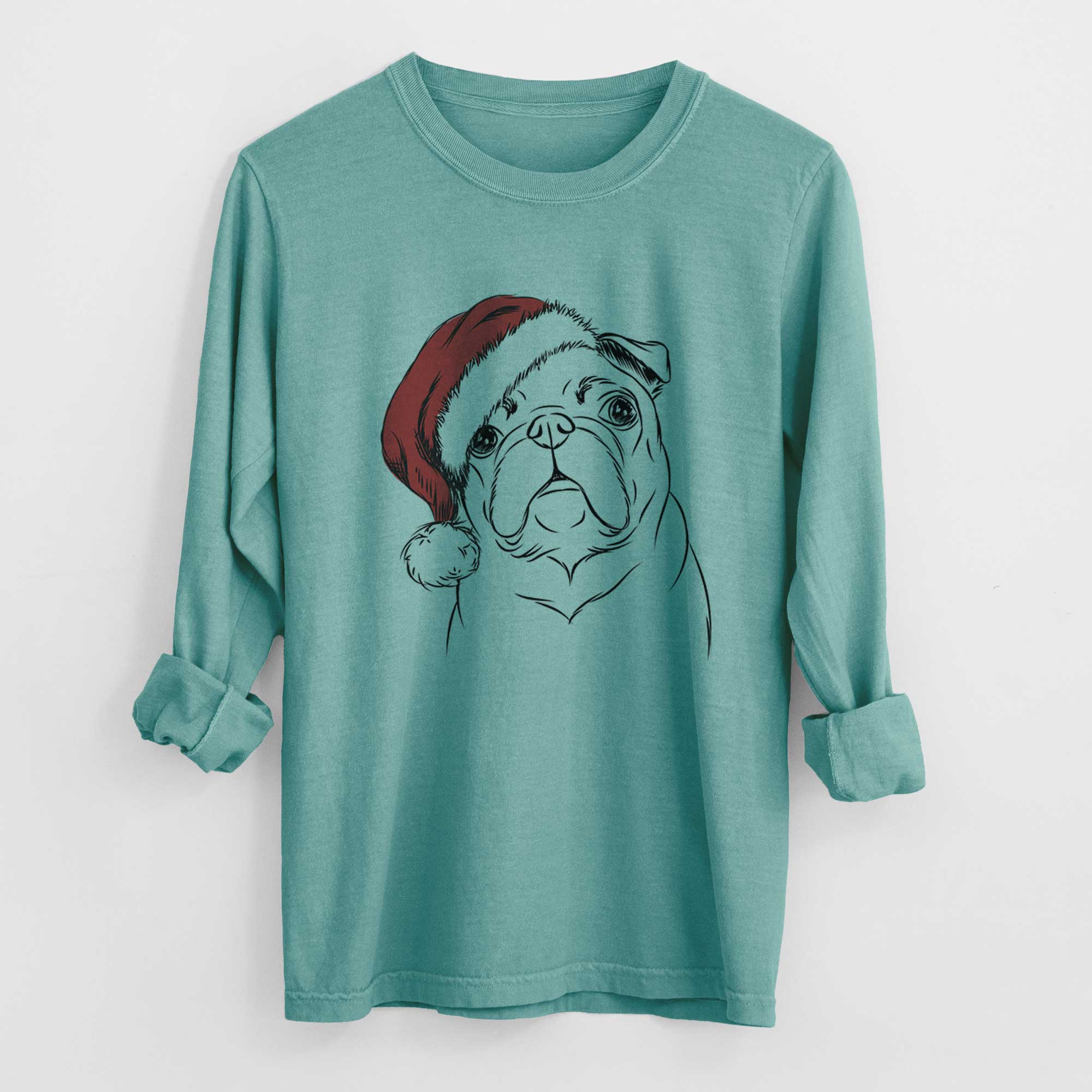 Santa Darling Chloe the Pug - Men's Heavyweight 100% Cotton Long Sleeve - Image 9