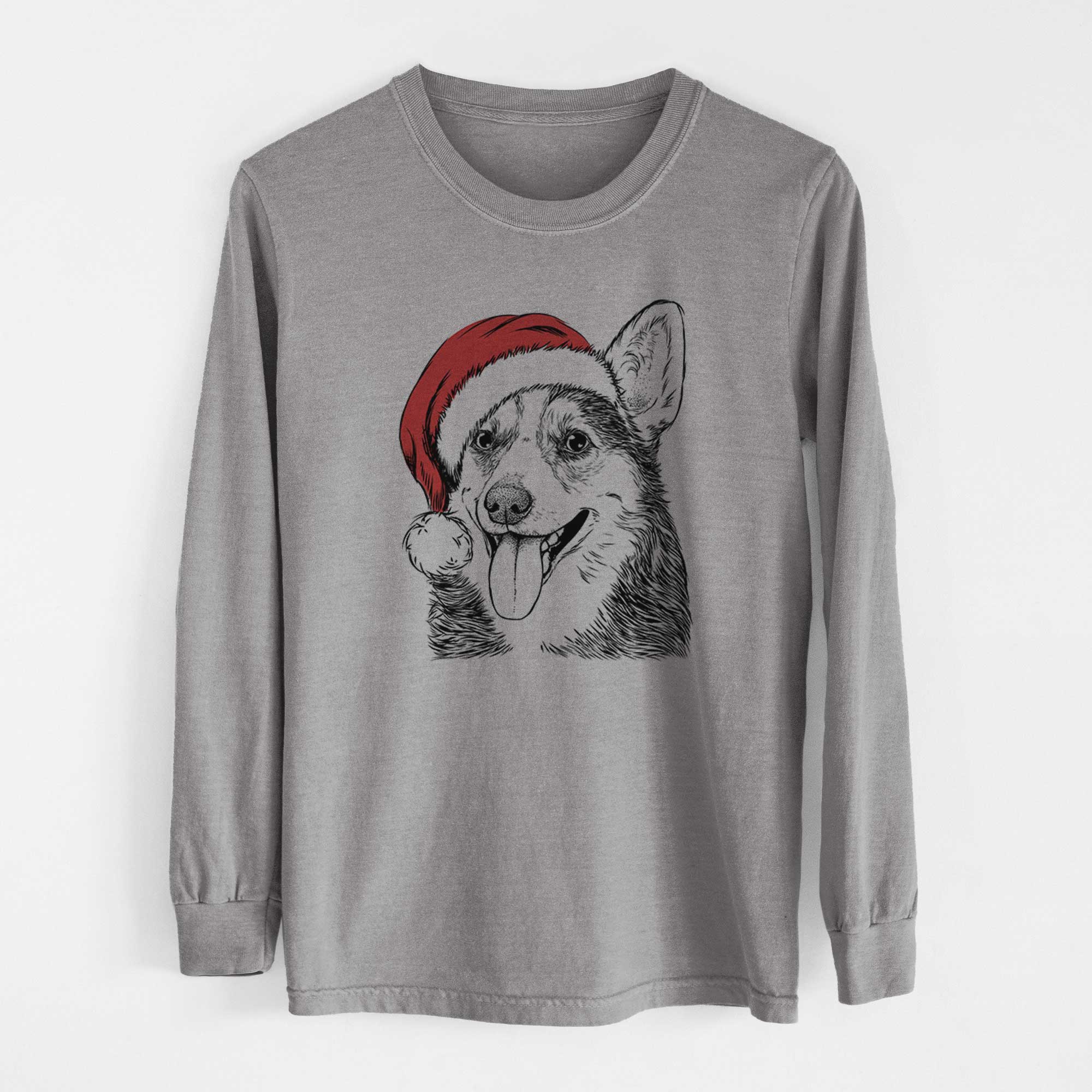 Santa Darma the Corgi - Men's Heavyweight 100% Cotton Long Sleeve - Image 7