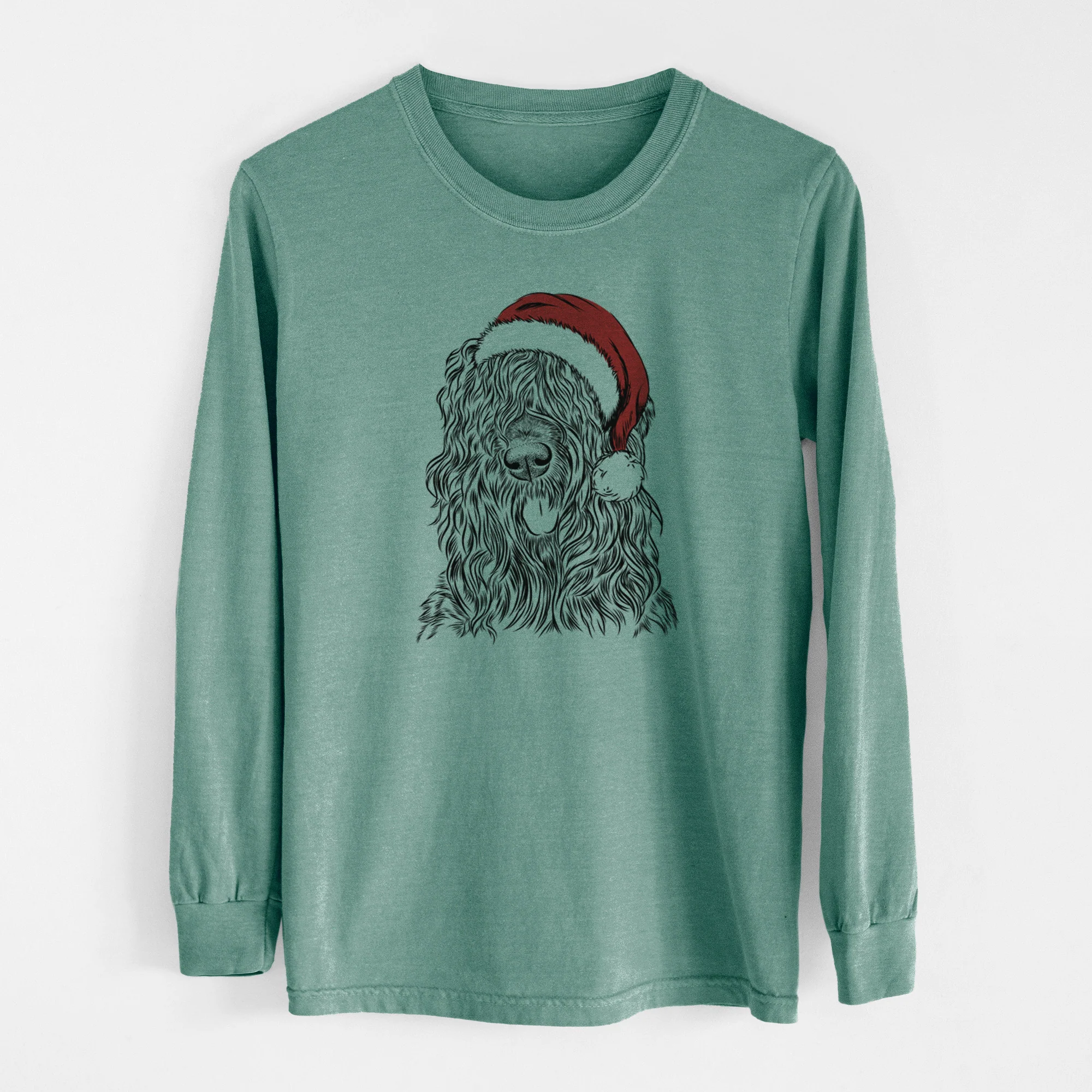 Santa Darryl the Black Russian Terrier - Men's Heavyweight 100% Cotton Long Sleeve - Image 12