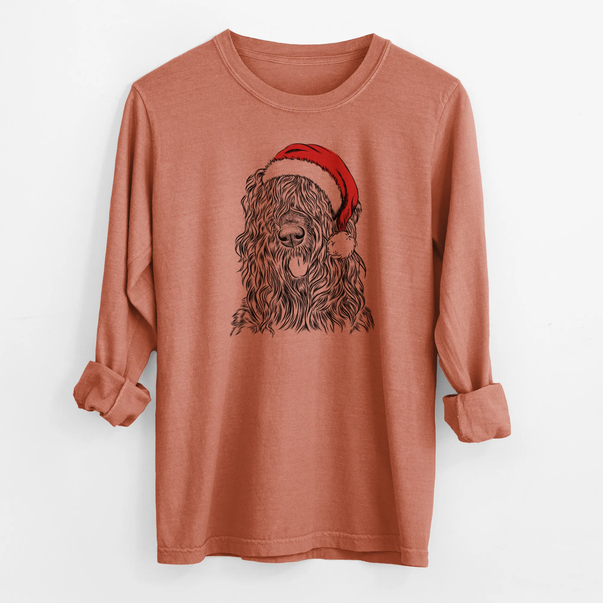 Santa Darryl the Black Russian Terrier - Men's Heavyweight 100% Cotton Long Sleeve - Image 13