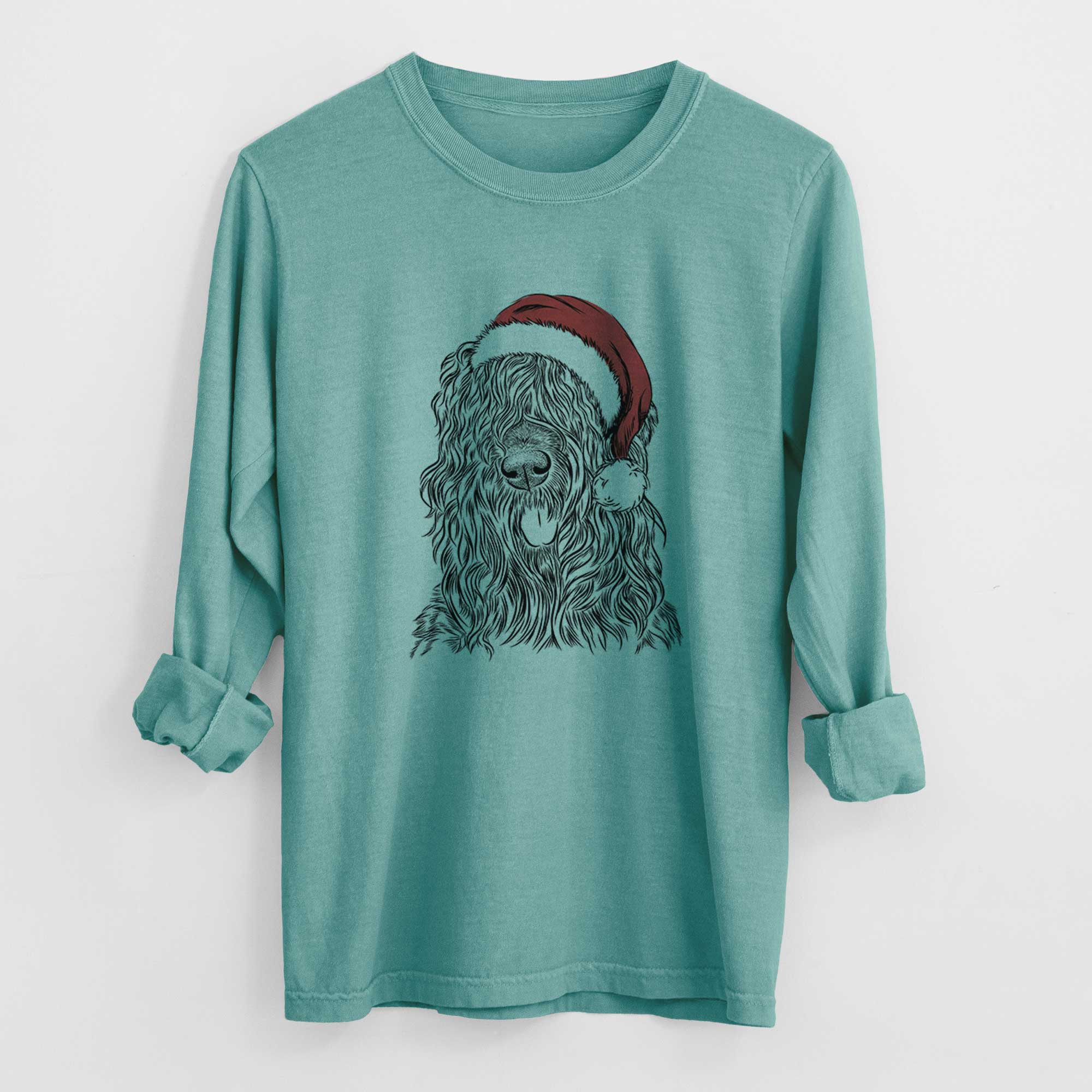 Santa Darryl the Black Russian Terrier - Men's Heavyweight 100% Cotton Long Sleeve - Image 9