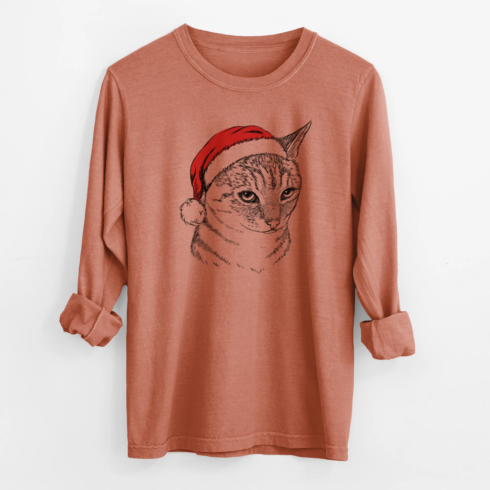 Santa Dora the Tabby Cat - Men's Heavyweight 100% Cotton Long Sleeve - Image 13