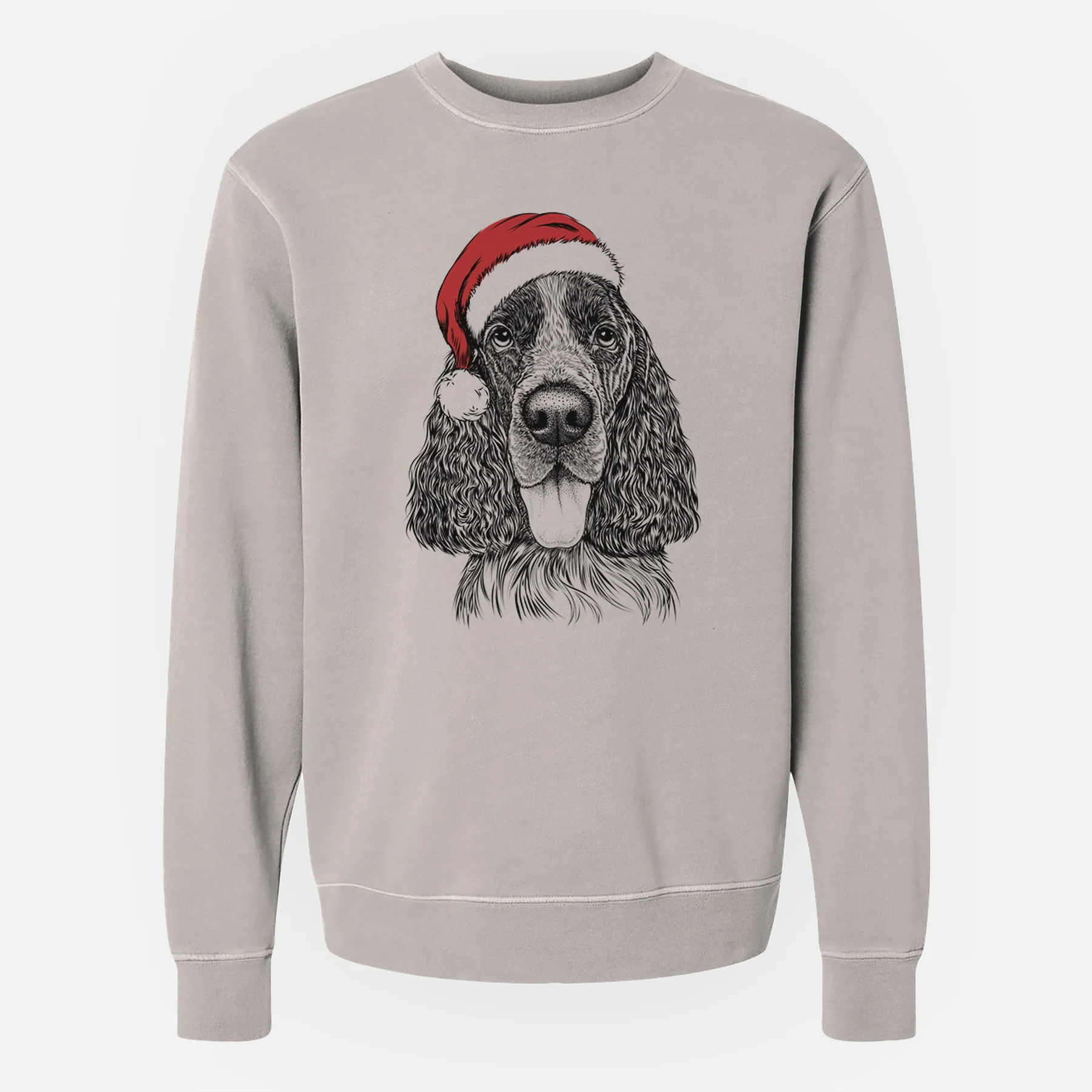 Santa Duke the English Springer Spaniel - Unisex Pigment Dyed Crew Sweatshirt - Image 4