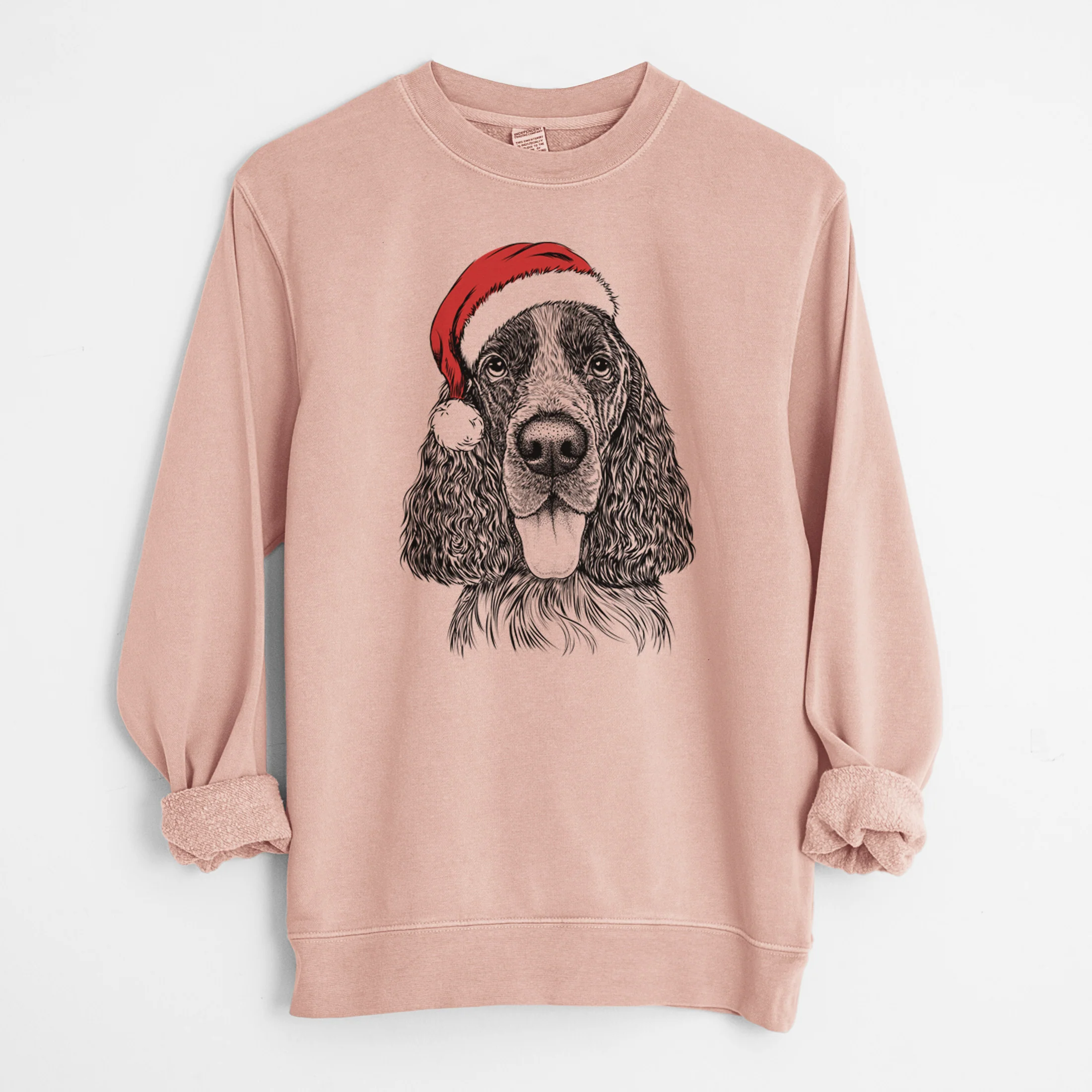 Santa Duke the English Springer Spaniel - Unisex Pigment Dyed Crew Sweatshirt - Image 5