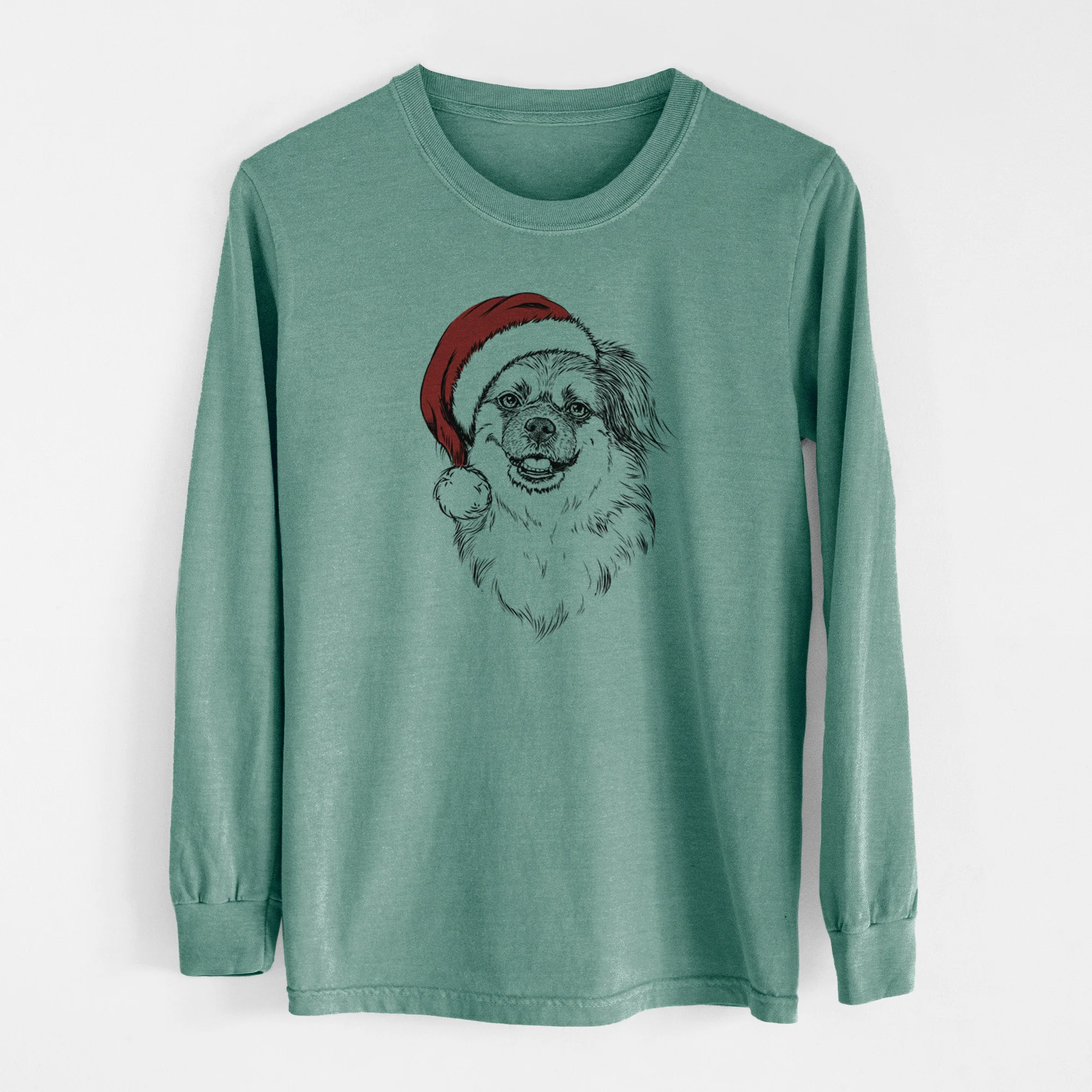 Santa Ed the Tibetan Spaniel - Men's Heavyweight 100% Cotton Long Sleeve - Image 12