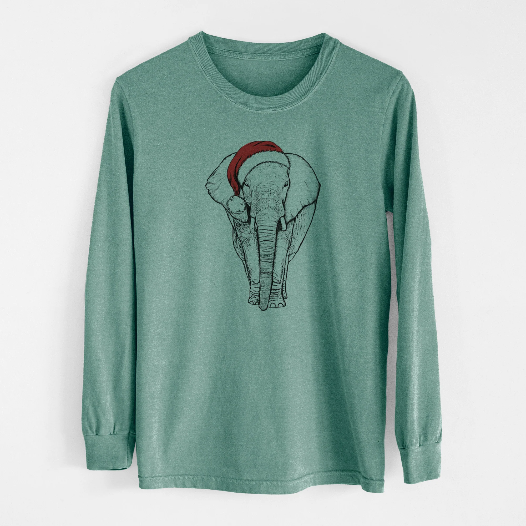 Santa Ella the Elephant - Men's Heavyweight 100% Cotton Long Sleeve - Image 12