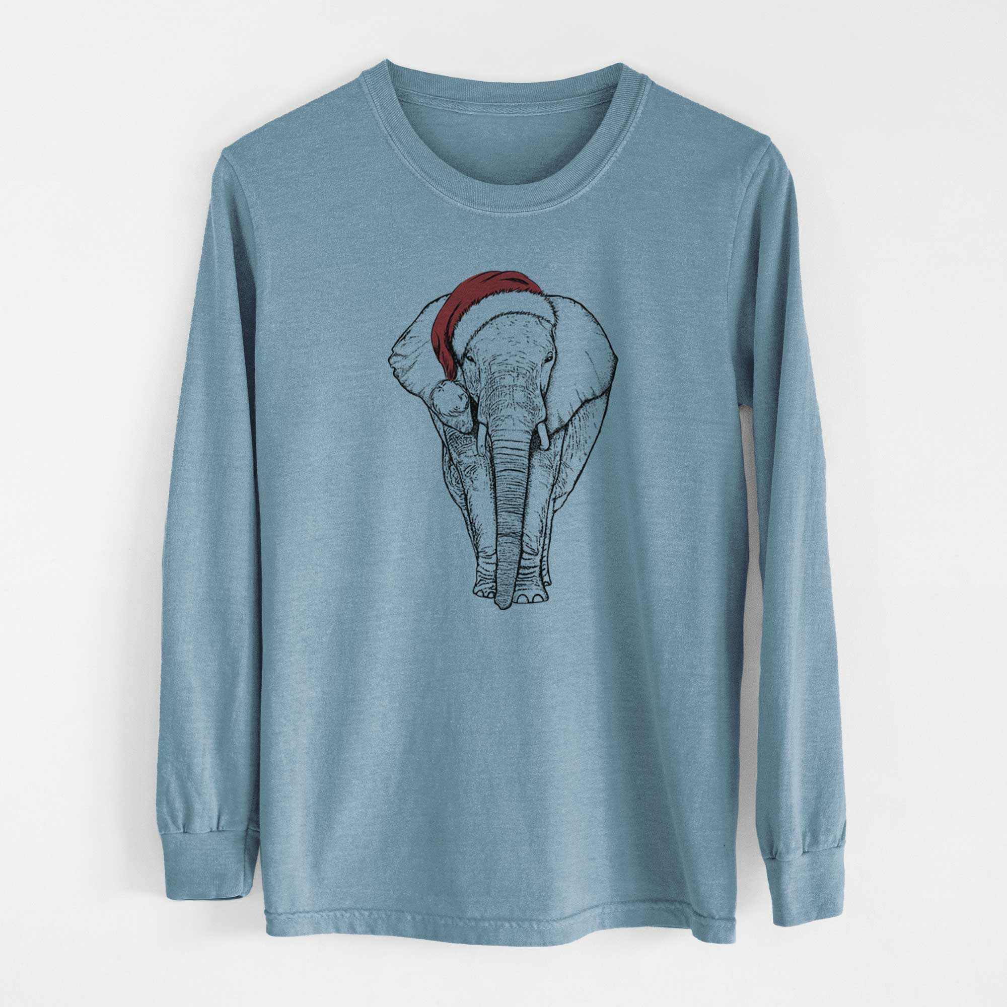 Santa Ella the Elephant - Men's Heavyweight 100% Cotton Long Sleeve - Image 8