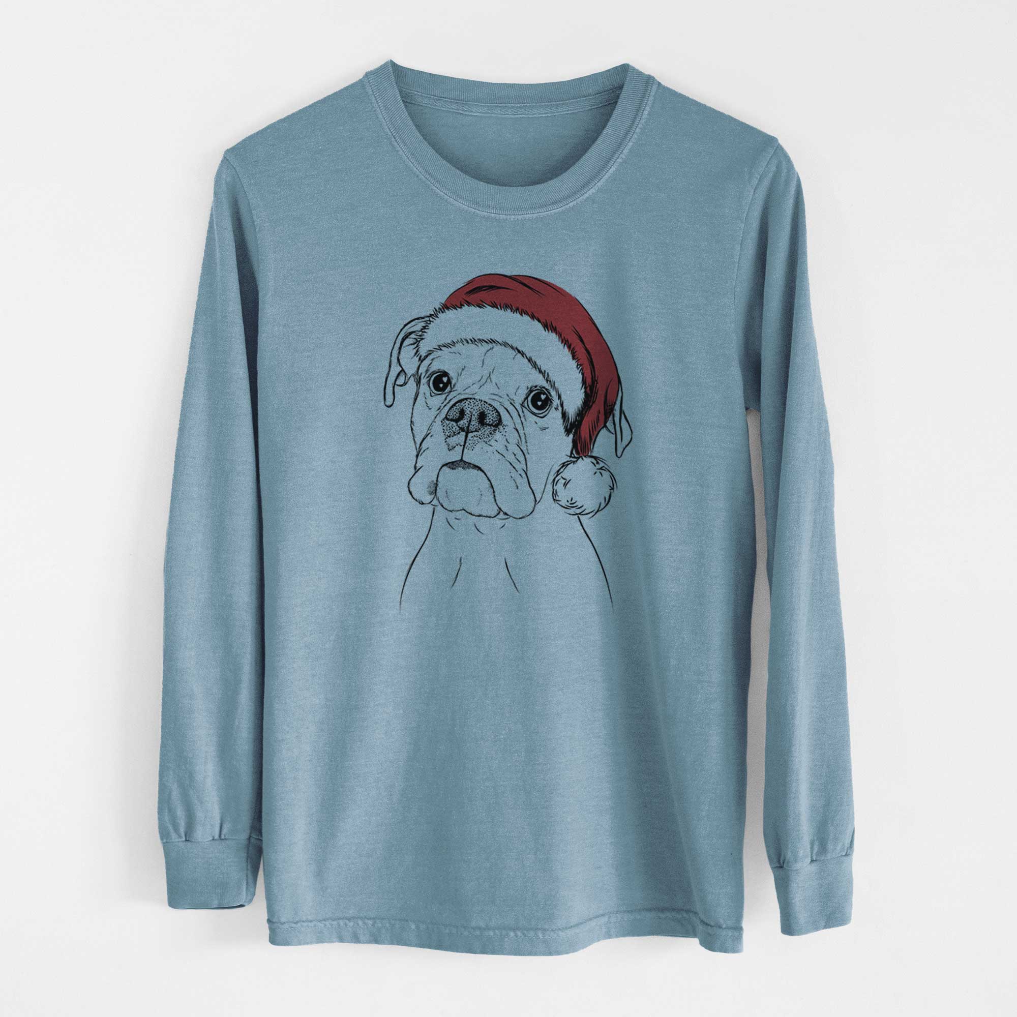 Santa Ellie the Boxer - Men's Heavyweight 100% Cotton Long Sleeve - Image 8