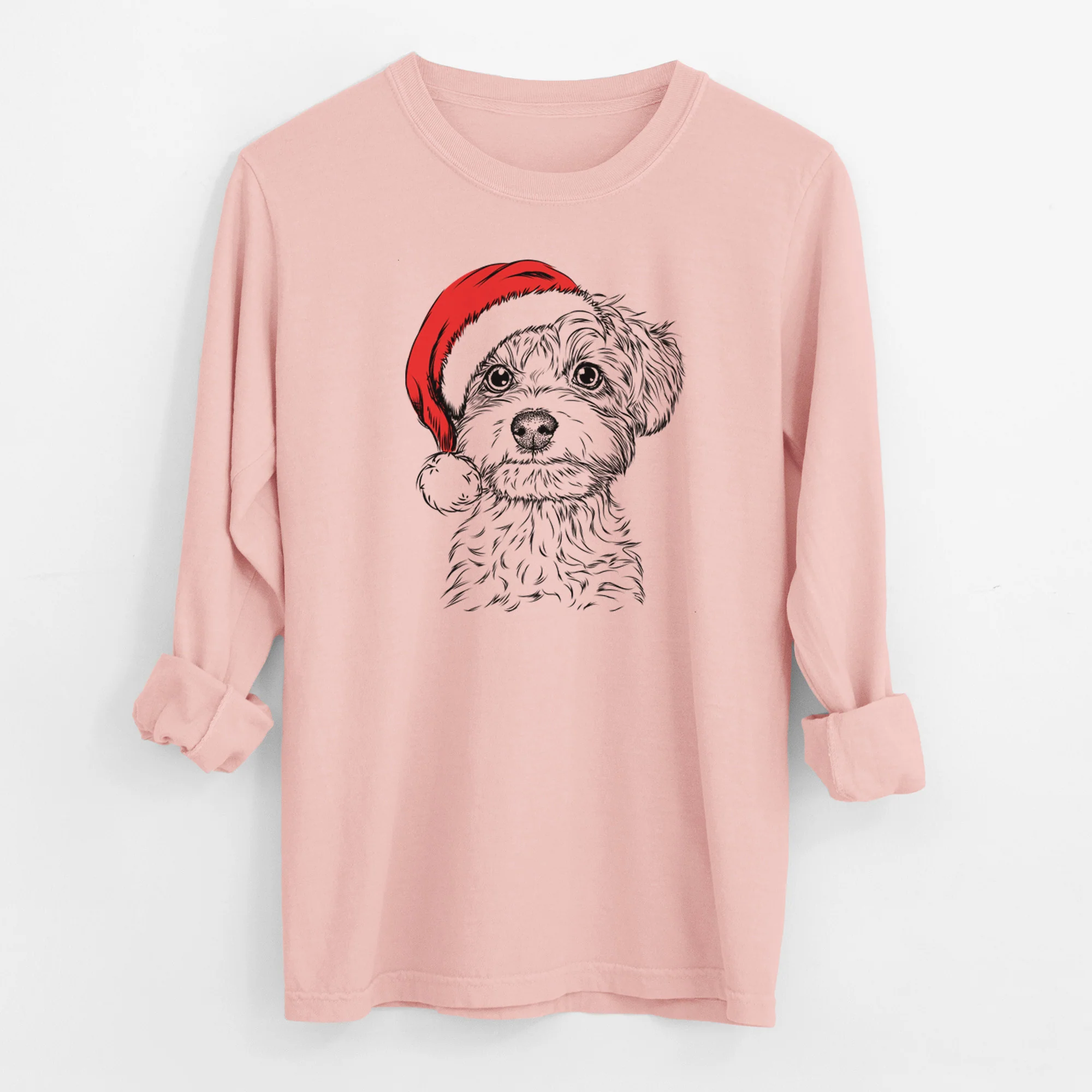 Santa Elliott the Yorkiepoo - Men's Heavyweight 100% Cotton Long Sleeve - Image 11